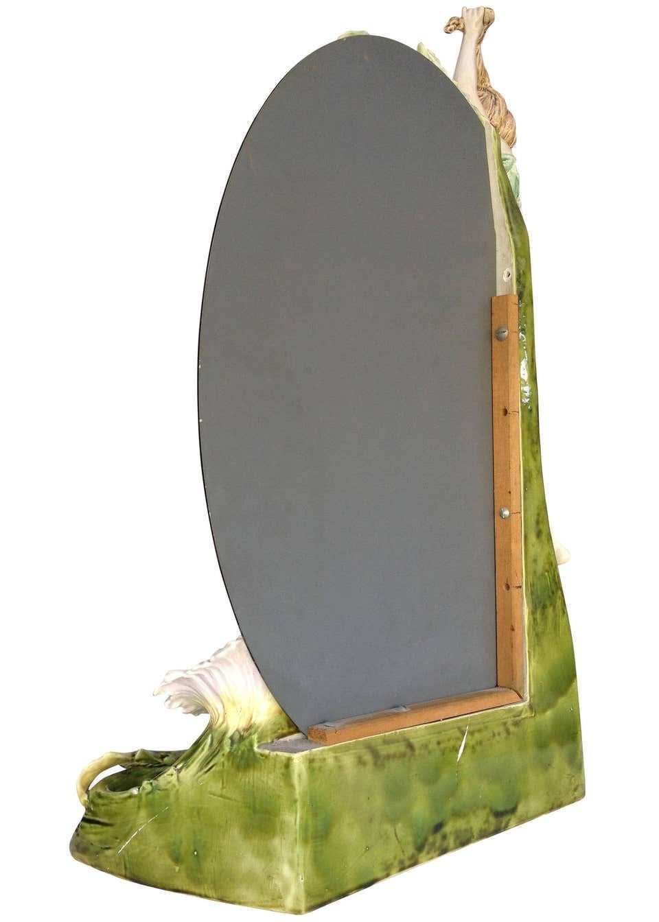 Hans Kieweg Art Nouveau Figural Vanity Mirror for Fraureuth In Good Condition For Sale In Van Nuys, CA