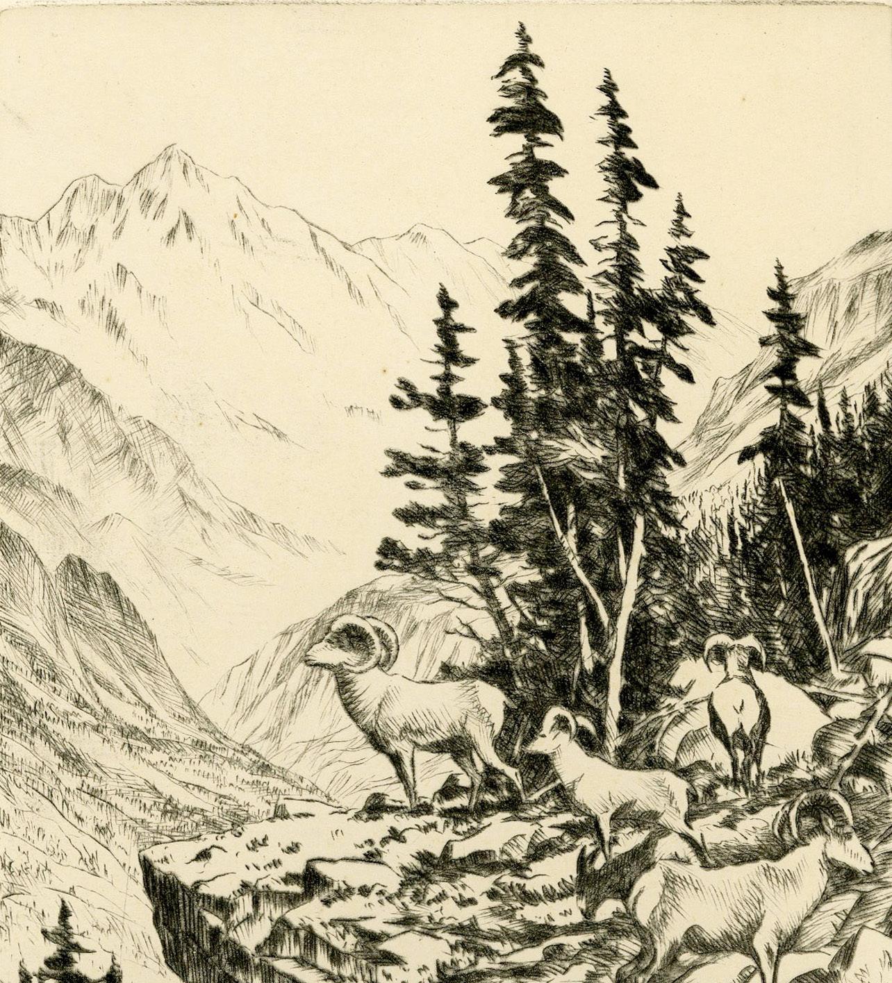 En los Bighorns (Wyoming) - Print realista estadounidense de Hans Kleiber