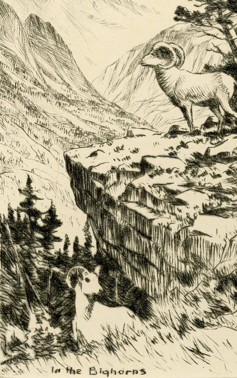 En los Bighorns (Wyoming)
Punta seca, c. 1930
Firmado a lápiz abajo a la derecha (ver foto)
Titulado en la plancha abajo a la izquierda
Estado: Excelente
Tamaño de la imagen/placa: 6 3/8 x 4 3/8 pulgadas

Hans Kleiber (1887-1967)

Hans Norbert