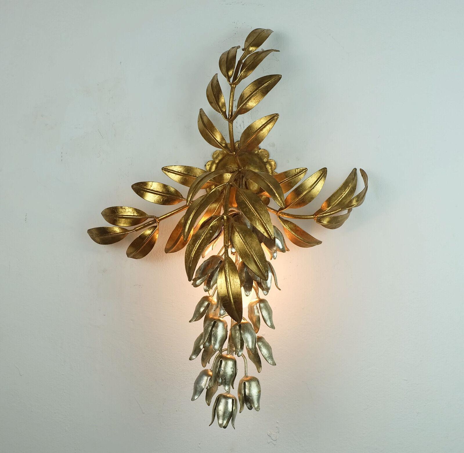 German hans koegl vintage florentine WALL LAMP sconce metal pioggia d'oro hollywood reg For Sale