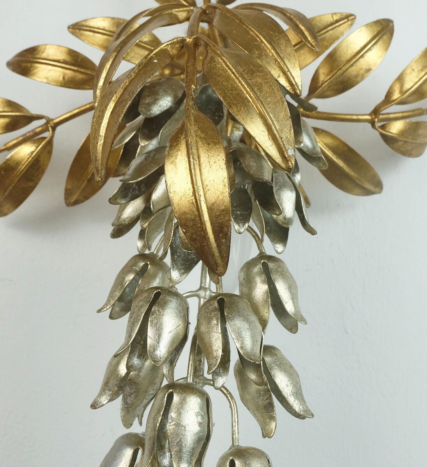 hans koegl vintage florentine WALL LAMP sconce metal pioggia d'oro hollywood reg For Sale 1