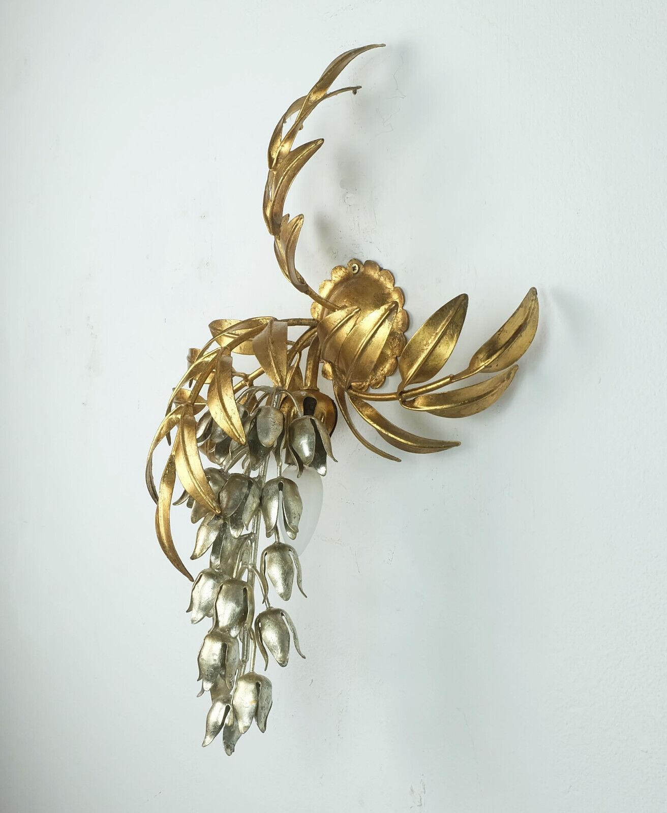 hans koegl vintage florentine WALL LAMP sconce metal pioggia d'oro hollywood reg For Sale 1