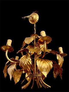 Hans Kögl chandelier floral gilt 5 lights , 1970s