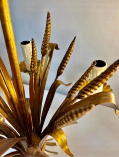 Hans Kögl chandelier floral gilt 5 lights PAIR  , 1970s