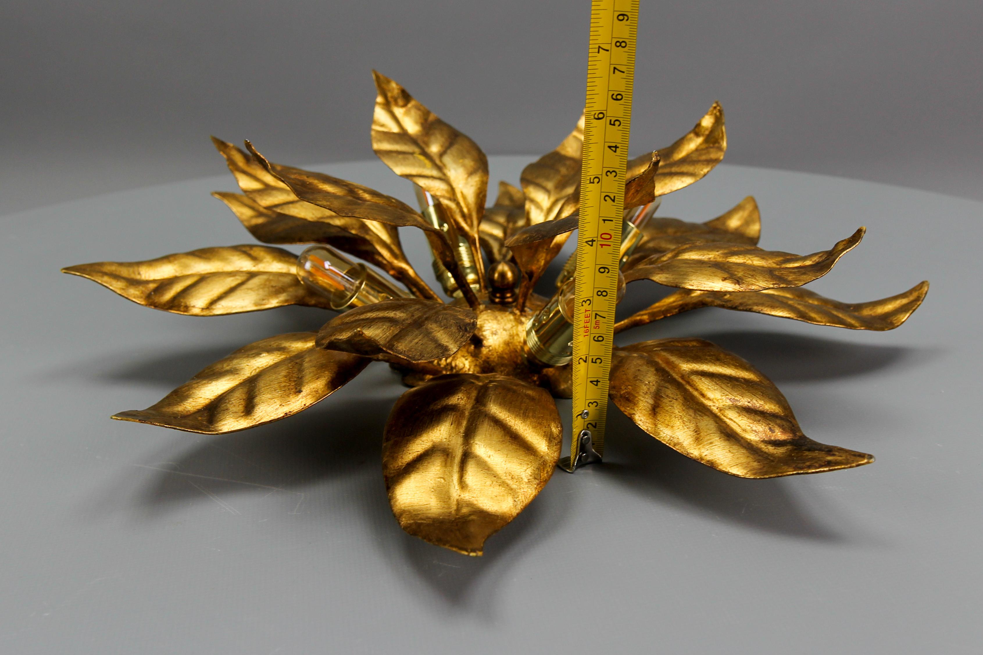 Hans Kögl Design Flower-Shaped Gilt Metal Four-Light Wall or Ceiling Lamp, 1970s For Sale 13