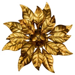 Vintage Hans Kögl Design Flower-Shaped Gilt Metal Four-Light Wall or Ceiling Lamp, 1970s