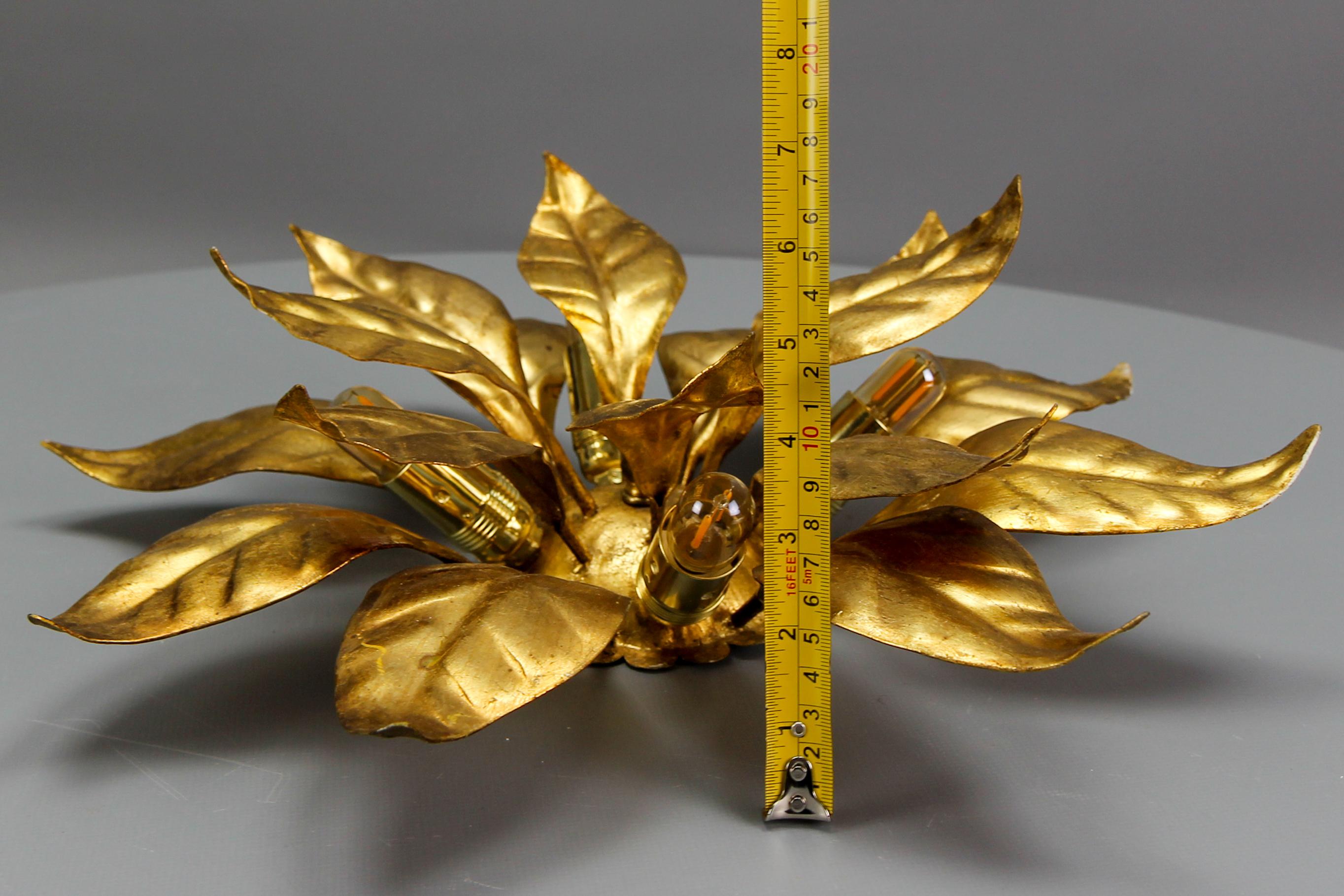 Hans Kögl Design Gilt Metal Flower Shaped Four-Light Wall or Ceiling Lamp, 1970s For Sale 13