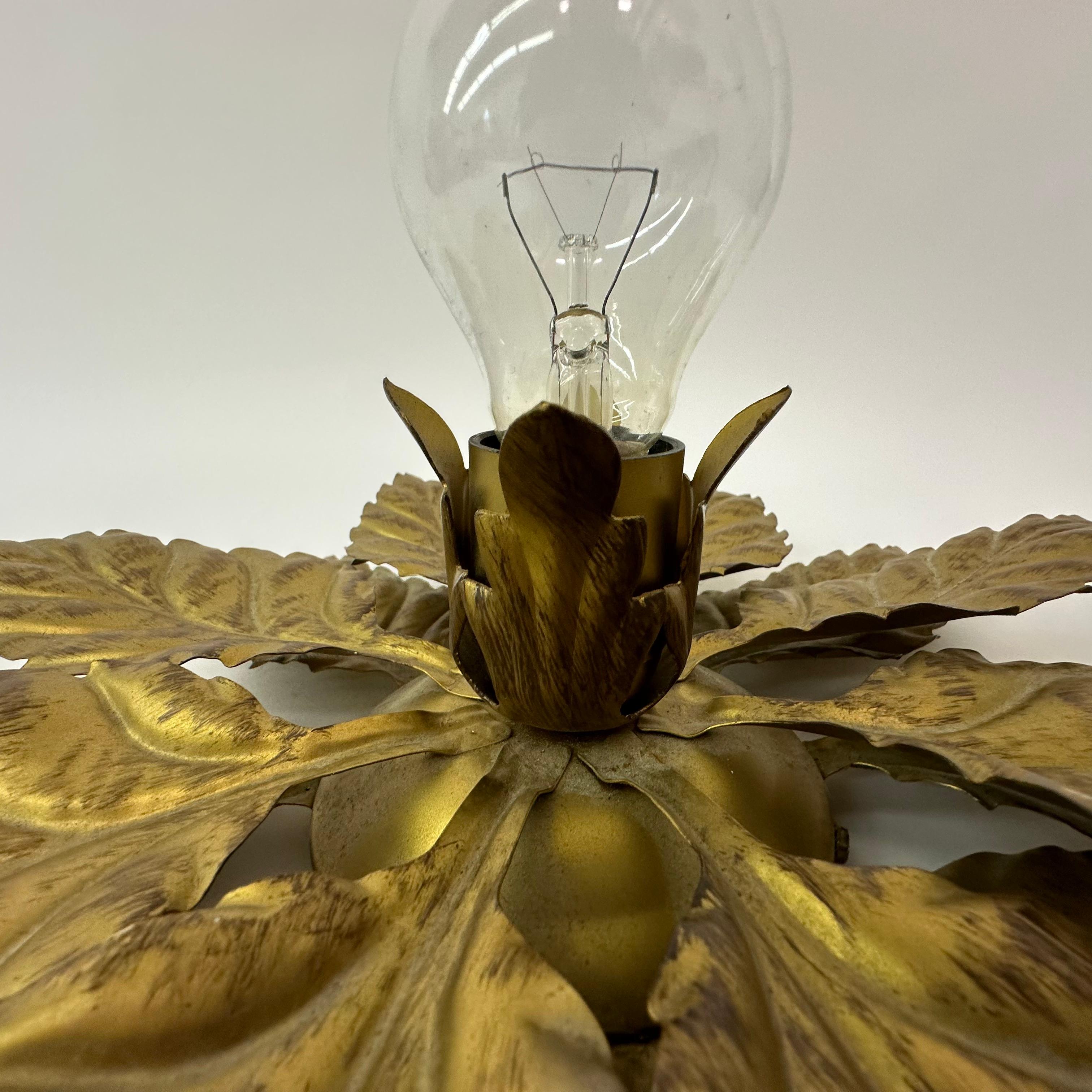 Hans Kögl flush mount / wall lamp leafs , 1970s , Germany For Sale 4