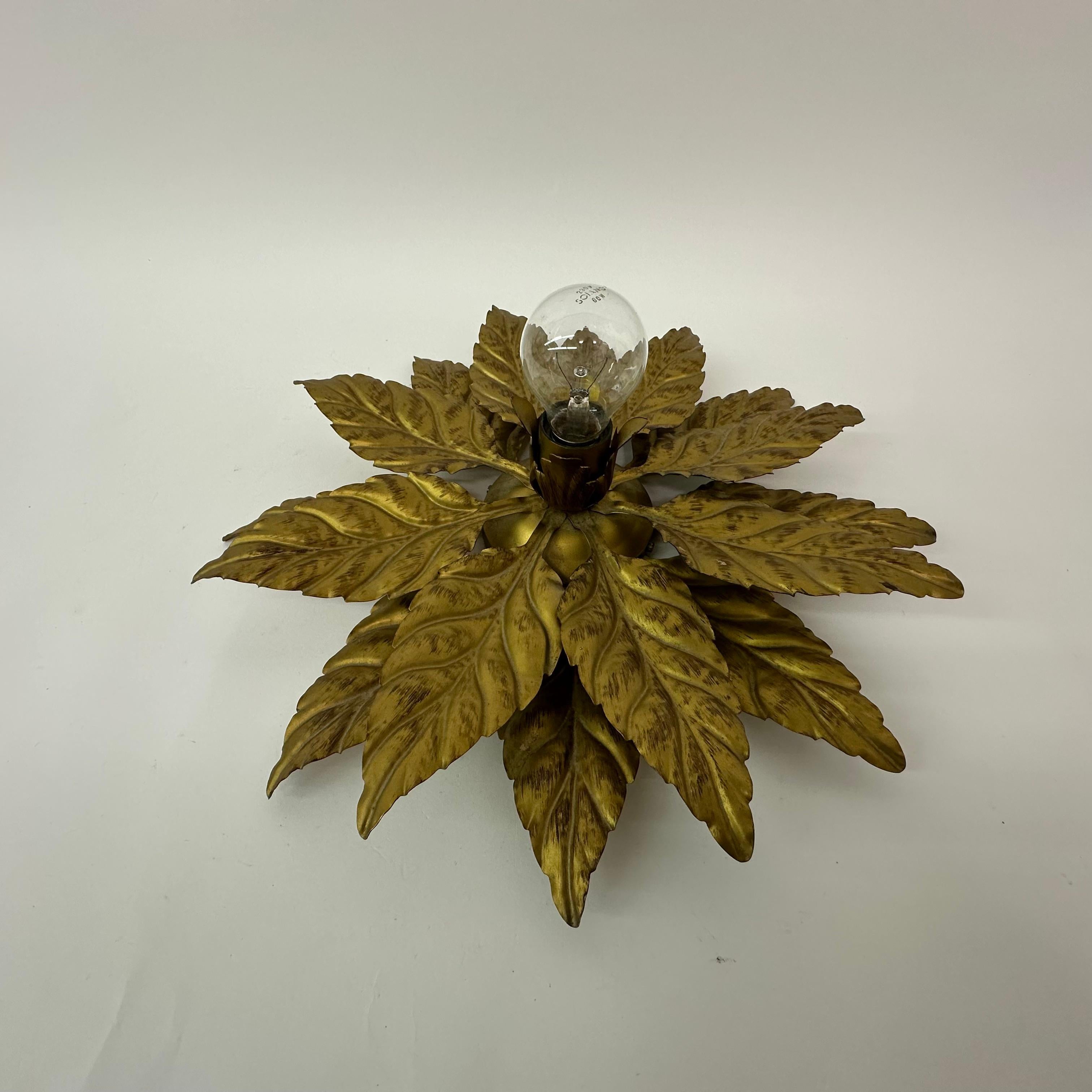 Hans Kögl flush mount / wall lamp leafs , 1970s , Germany For Sale 5