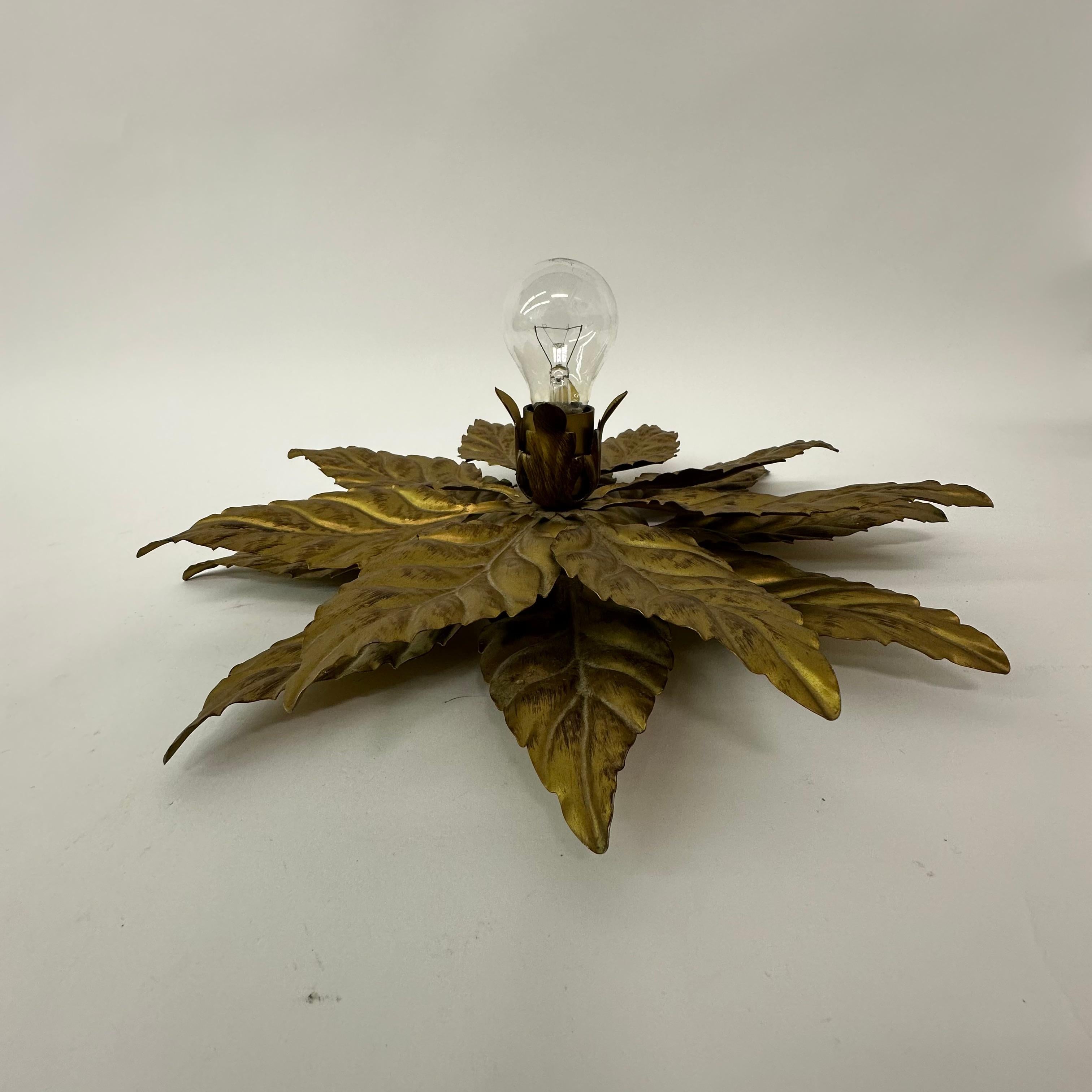Hans Kögl flush mount / wall lamp leafs , 1970s , Germany For Sale 1