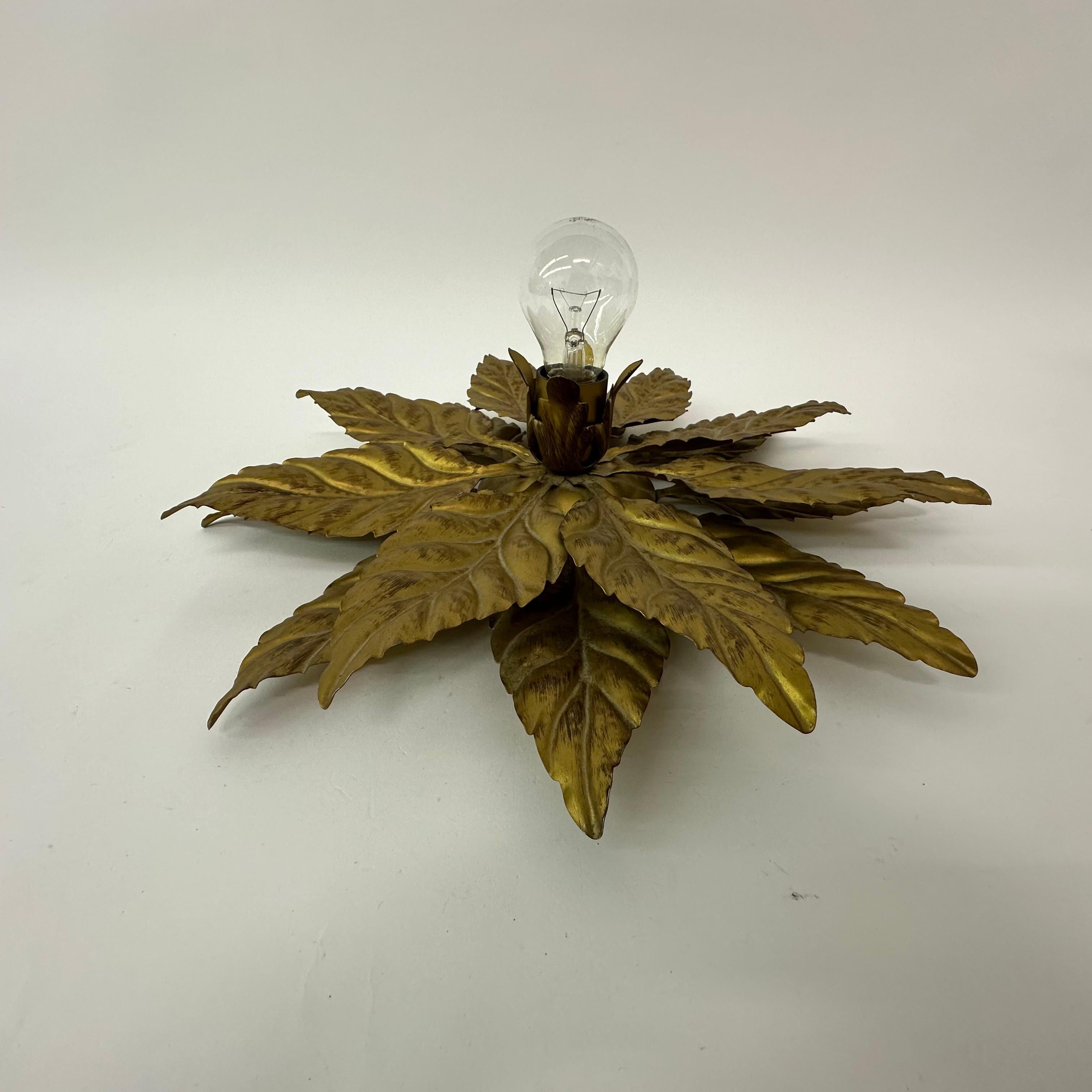 Hans Kögl flush mount / wall lamp leafs , 1970s , Germany For Sale 3