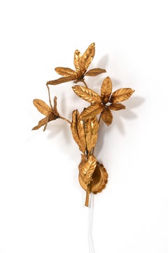 Hans Kögl Gilded Metal Floral Leaf Monumental Wall Sconce