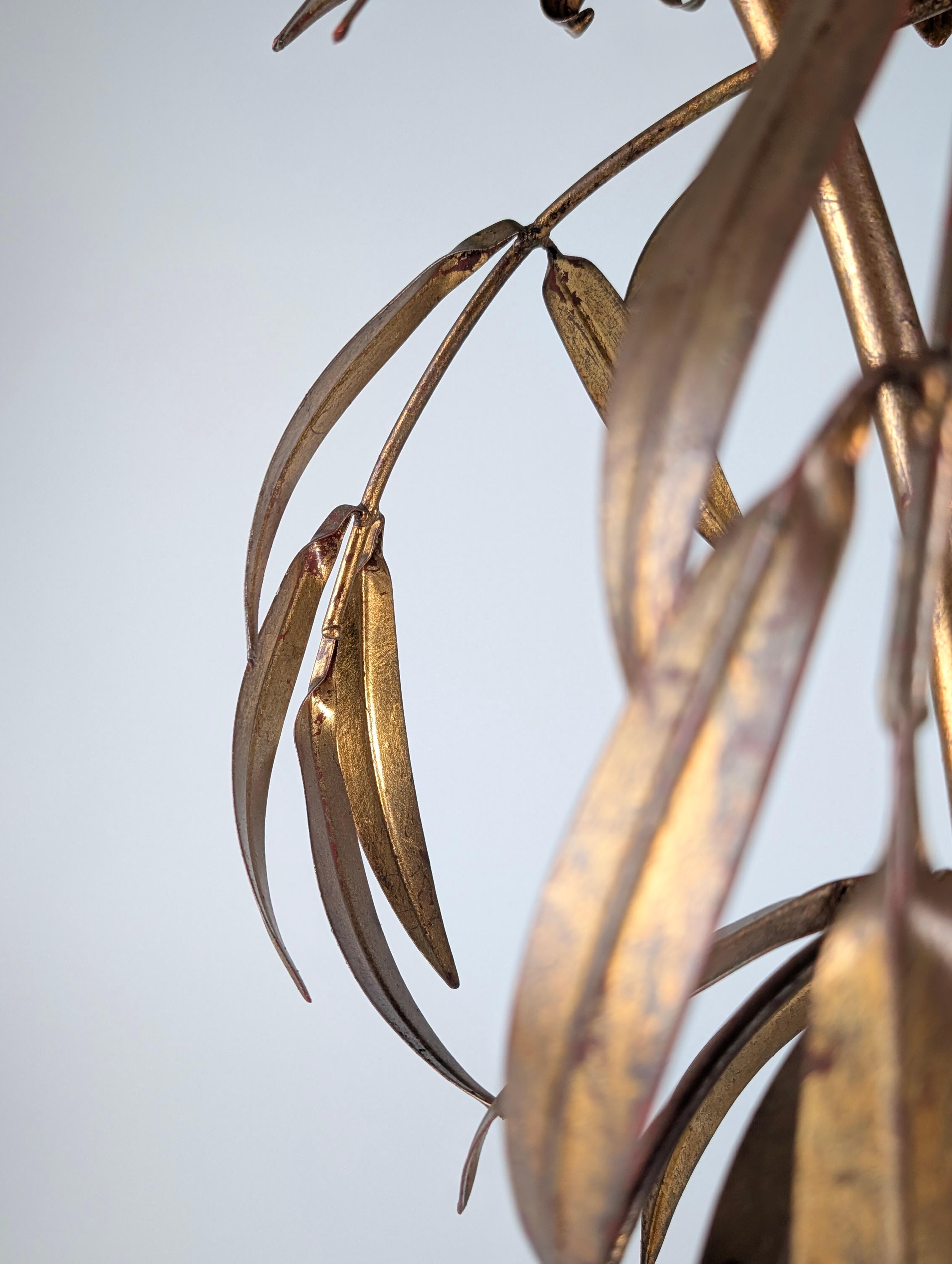 Allemand Hans Kögl Gilded Metal Planter with Leaves, Germany, 1970s en vente