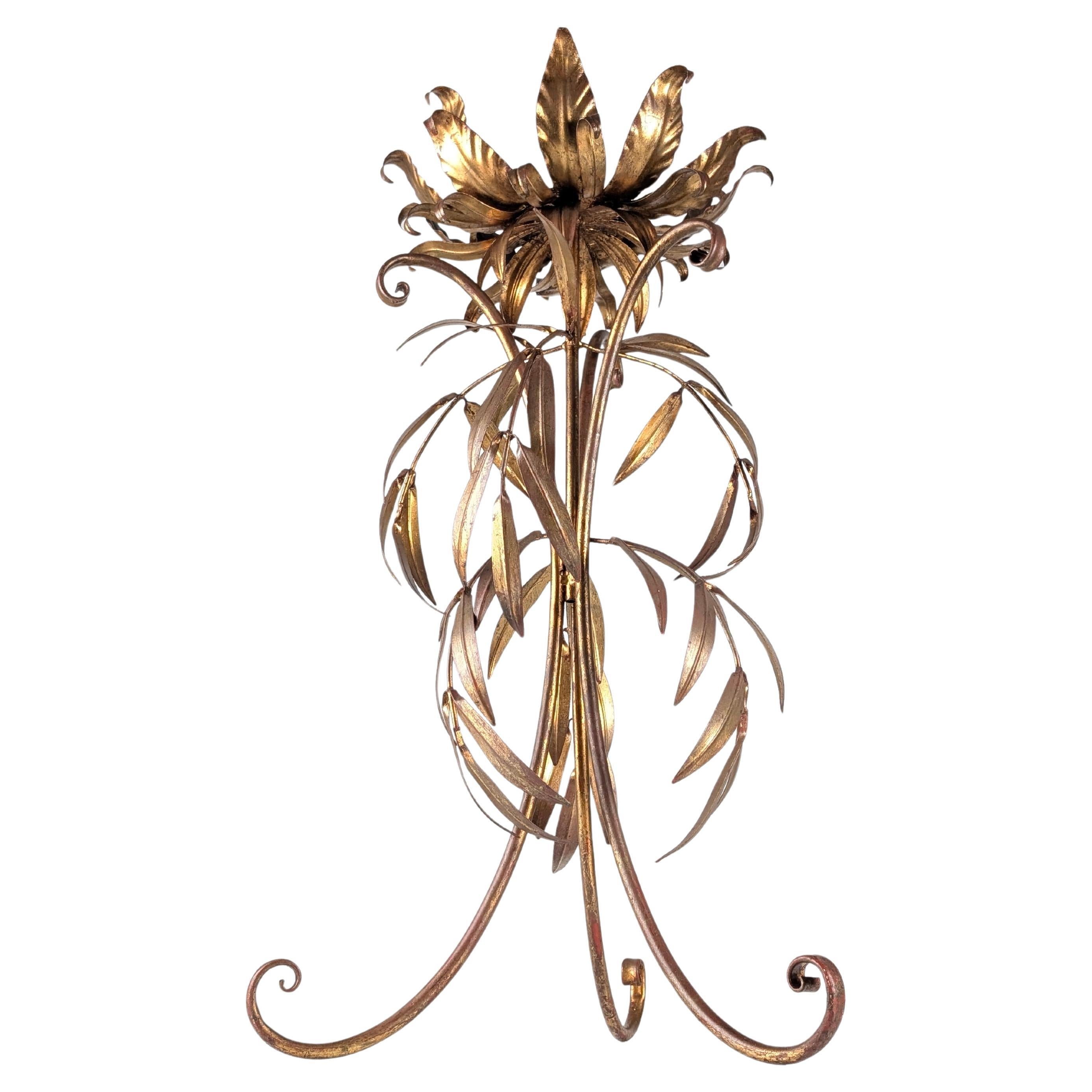 Hans Kögl Gilded Metal Planter with Leaves, Germany, 1970s en vente