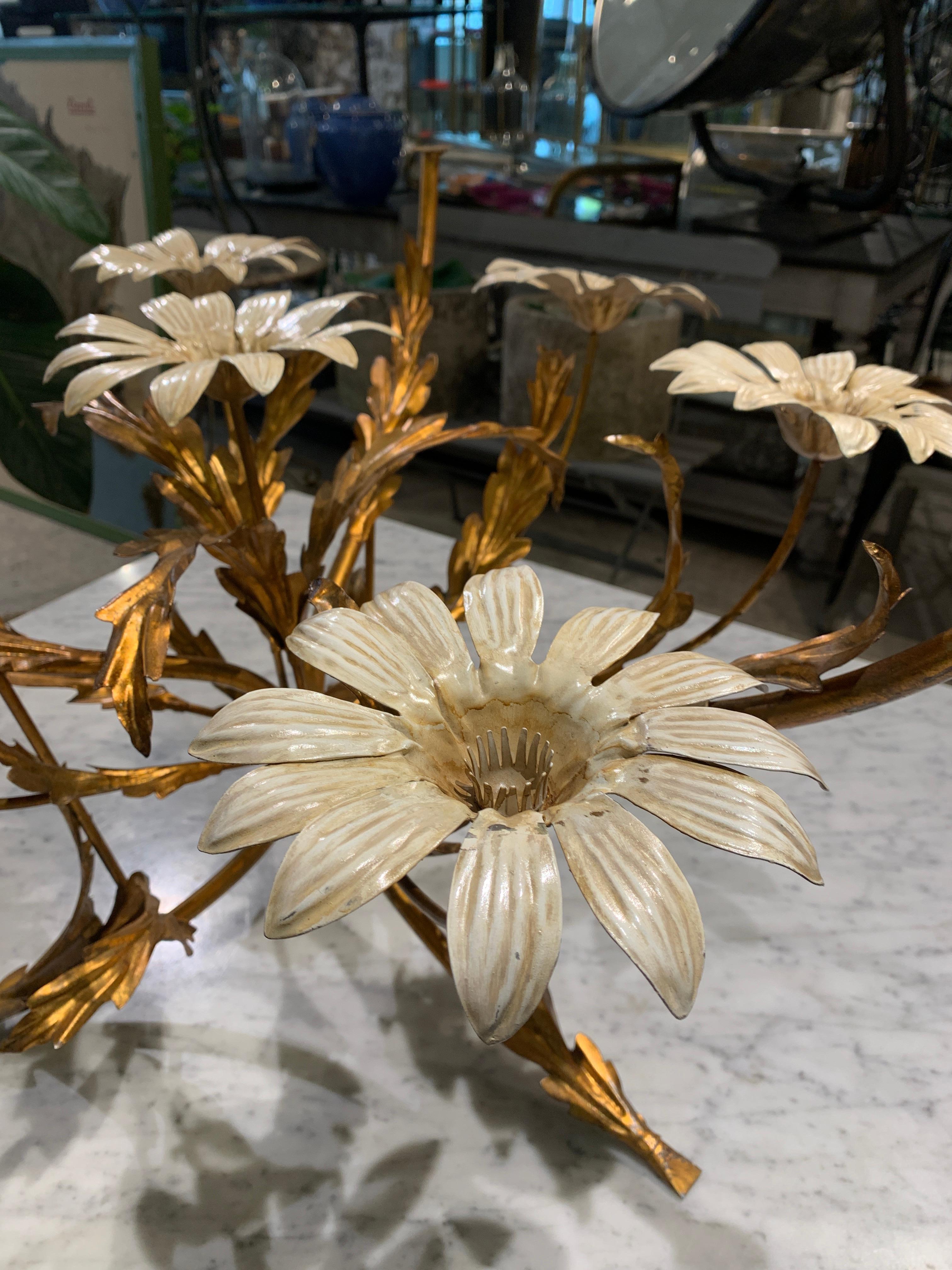 Hans Kögl Gilt and Glass Floral Coffee Table, Mid-Century Modern 4