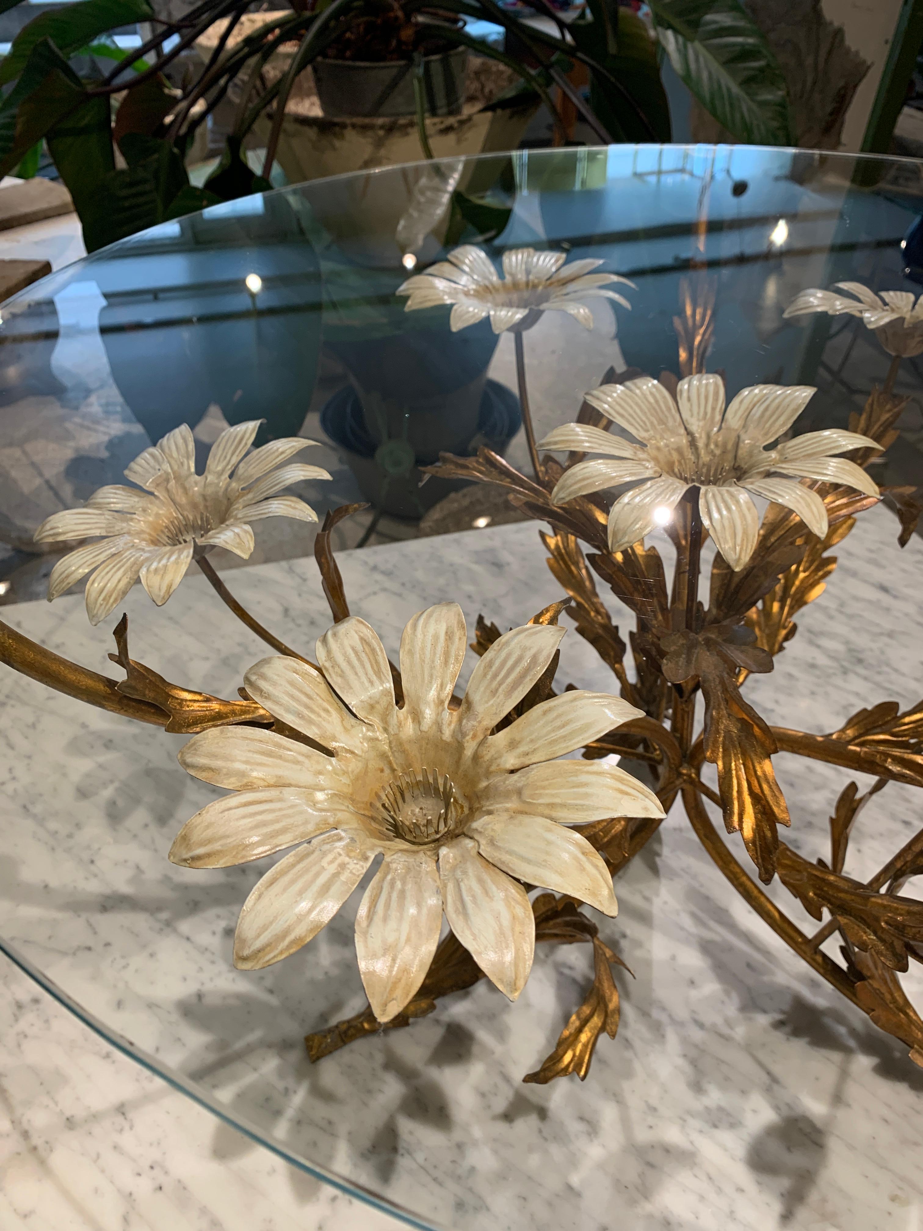 Mid-20th Century Hans Kögl Gilt and Glass Floral Coffee Table, Mid-Century Modern