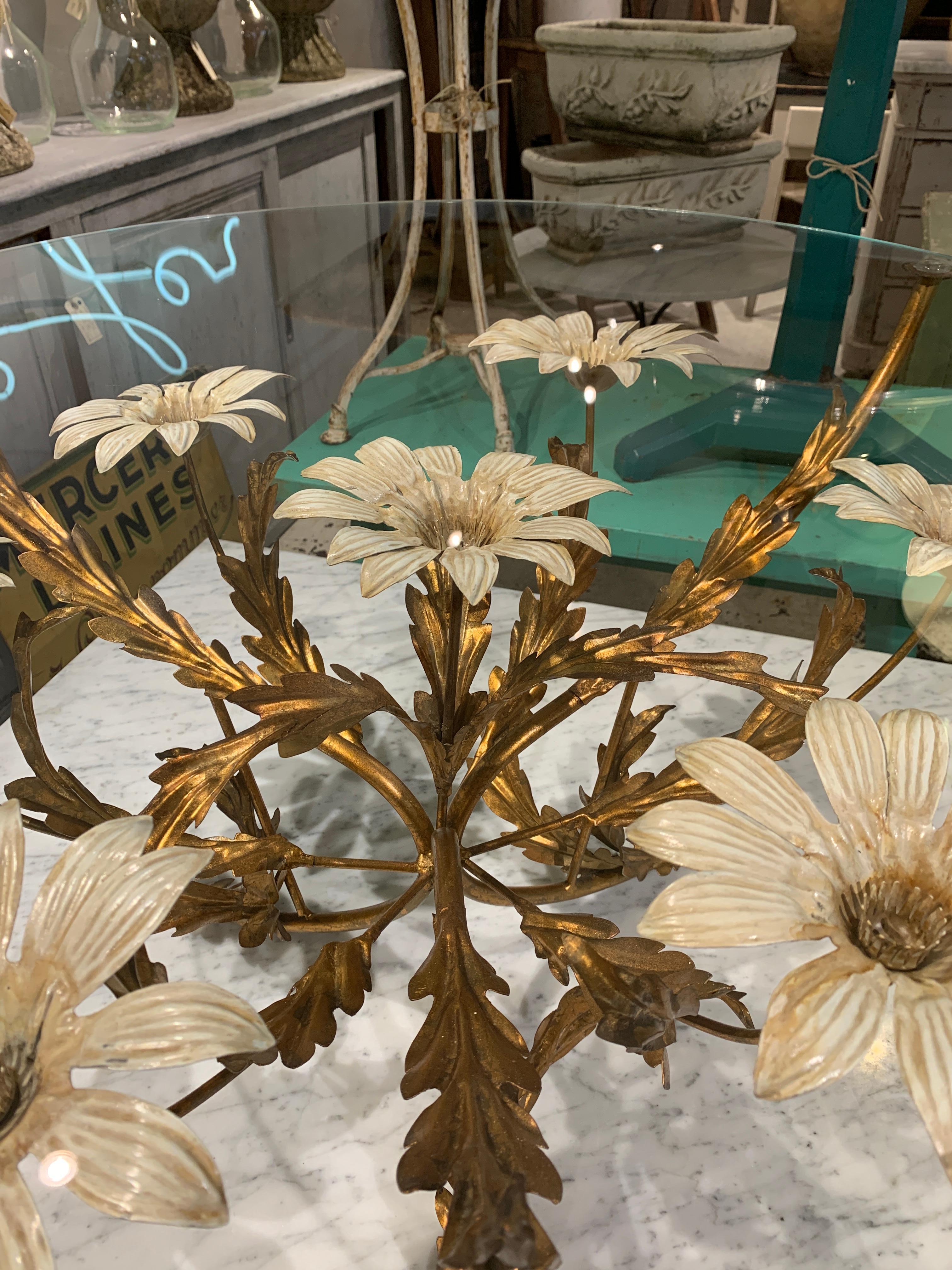 Hans Kögl Gilt and Glass Floral Coffee Table, Mid-Century Modern 2