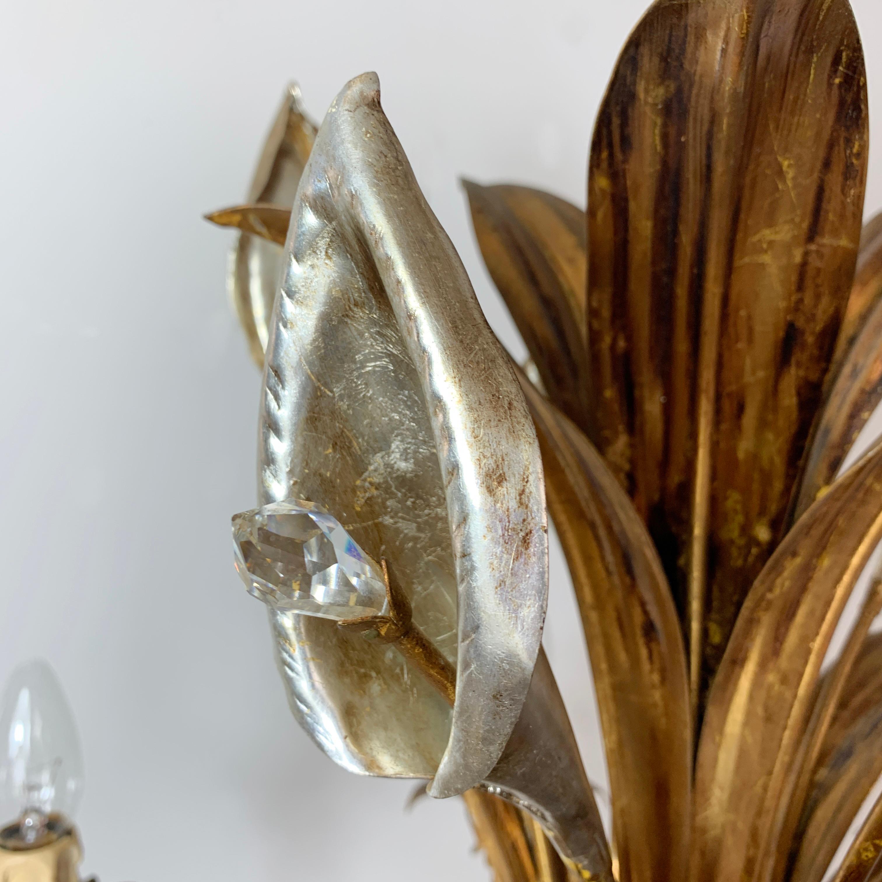 Hans Kögl Gold and Silver Calla Lily Chandelier 1970’s For Sale 2