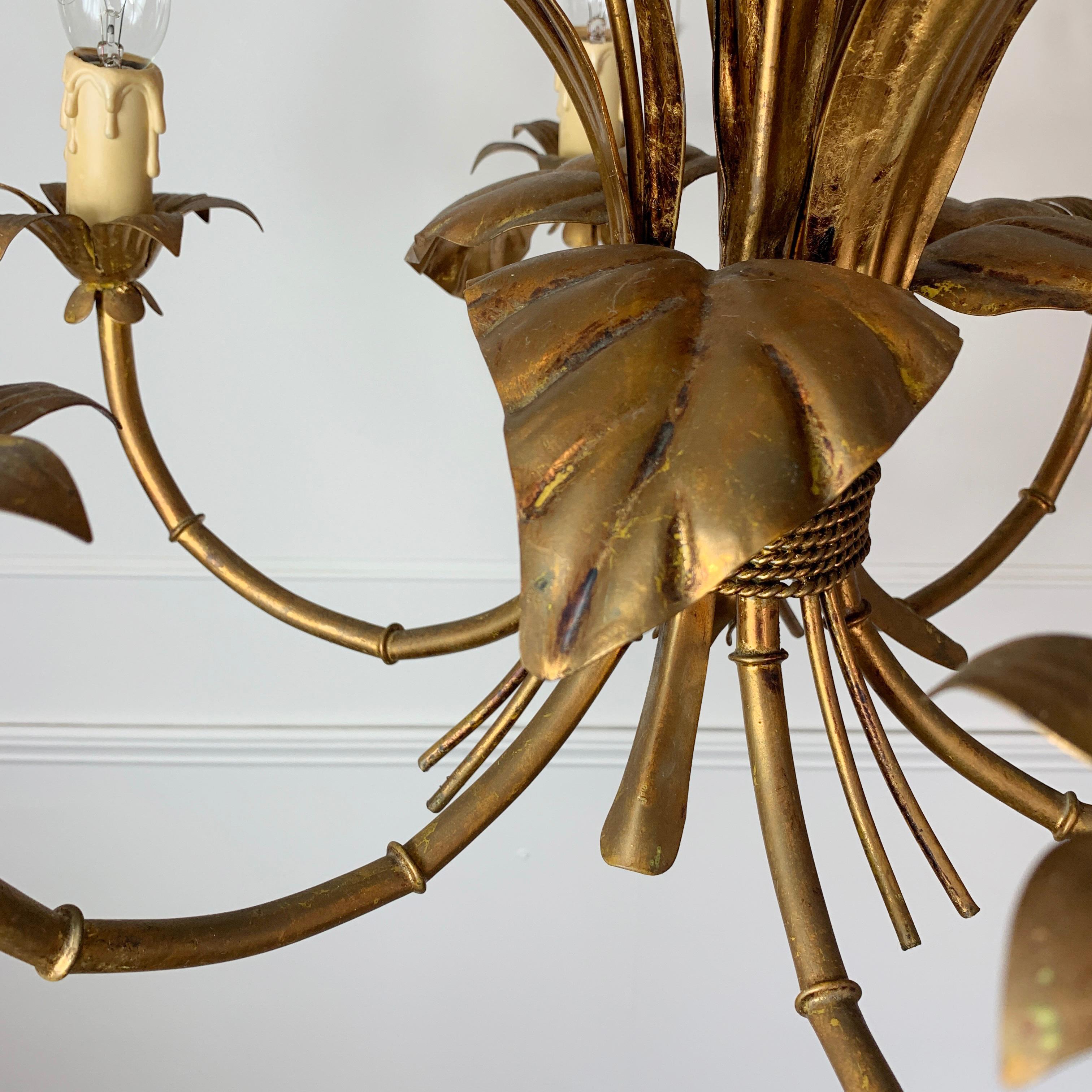 German Hans Kögl Gold and Silver Calla Lily Chandelier 1970’s For Sale