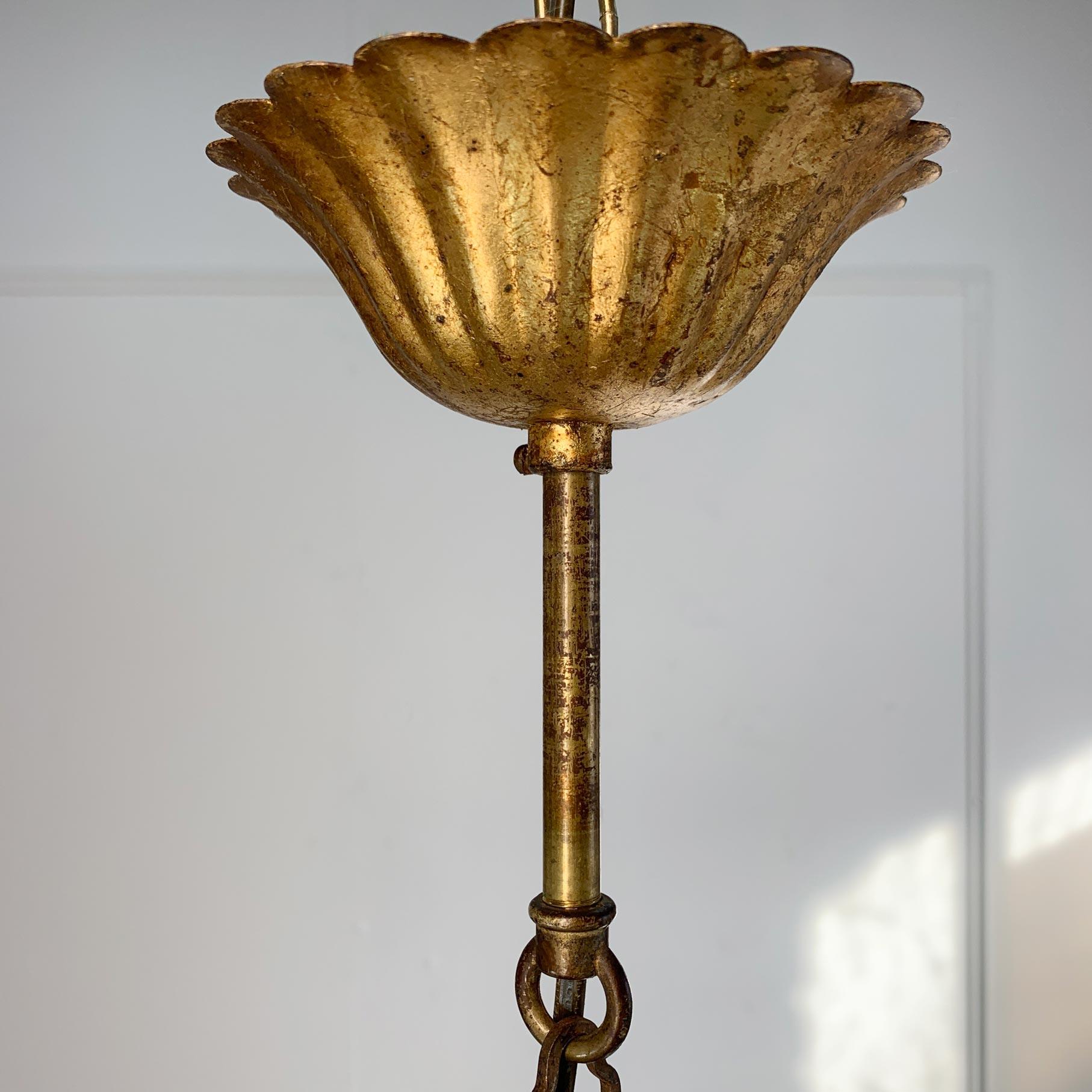 Lampadario Hans Kogl in finto bambù dorato con globi di vetro in vendita 2