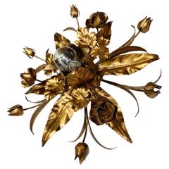 Hans Kogl Gilt Floral Flush Light