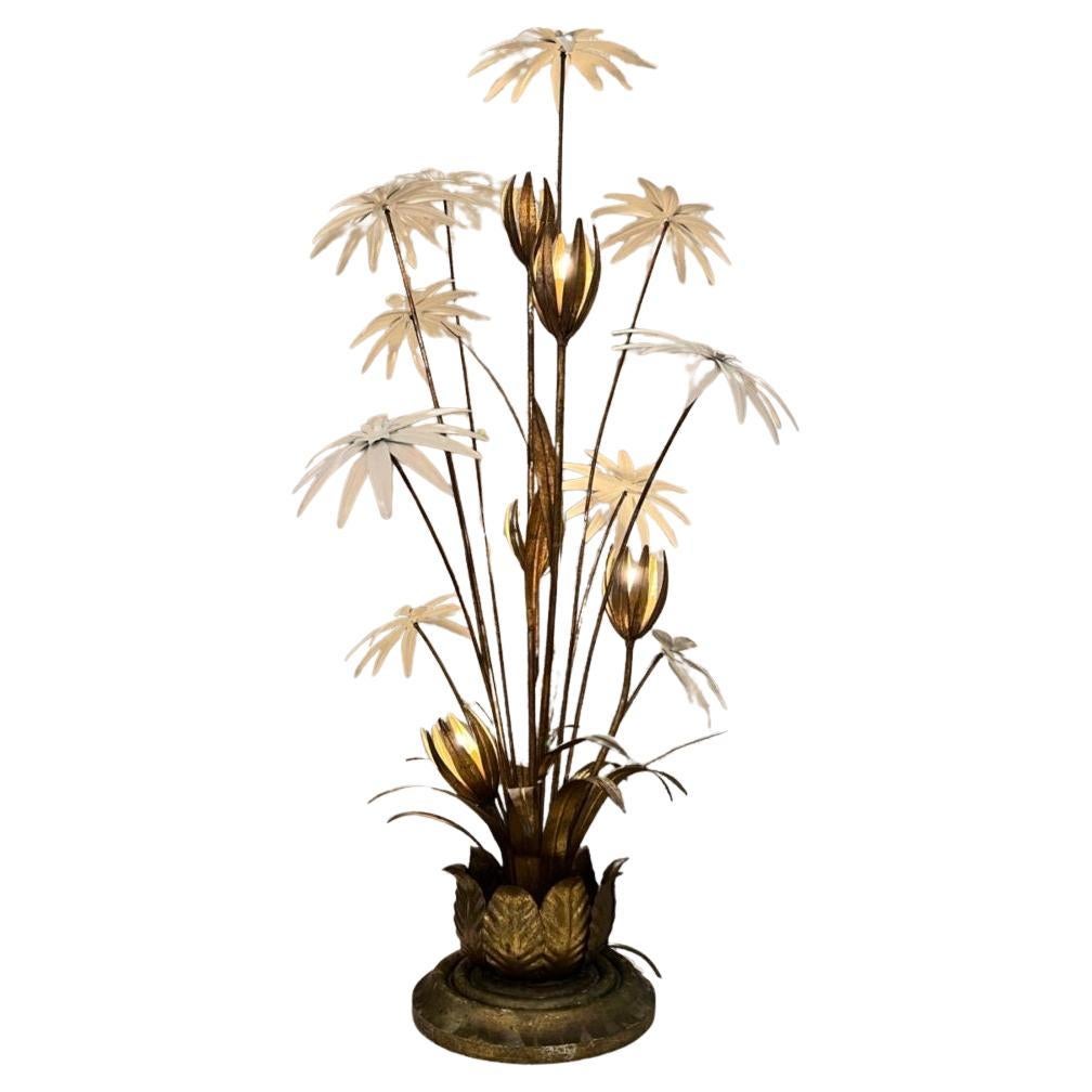Hans Kögl Gilt Palm Floor Lamp, Mid-Century Modern, Germany