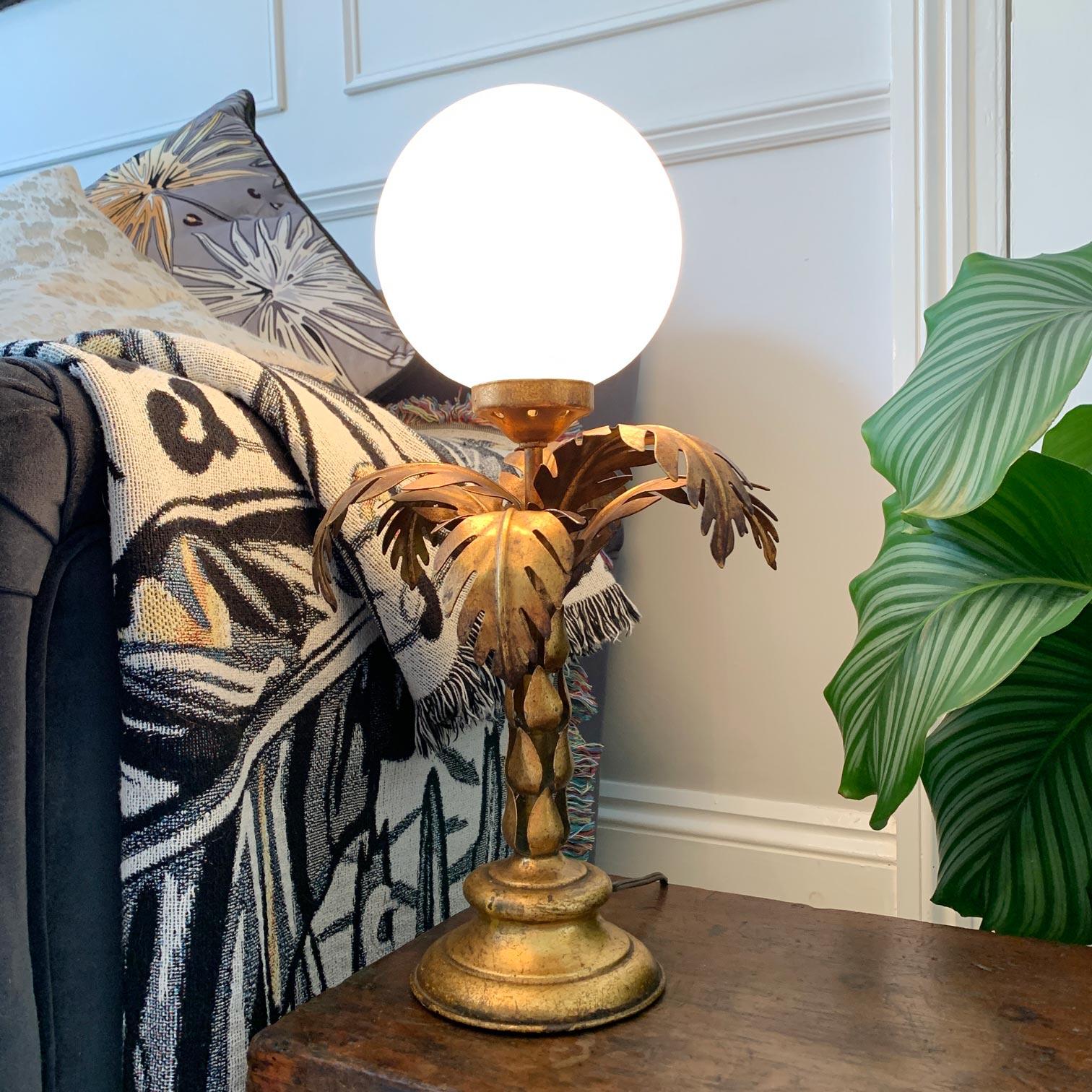 Hans Kogl - Lampe de table palmier et globe en or Bon état - En vente à Hastings, GB