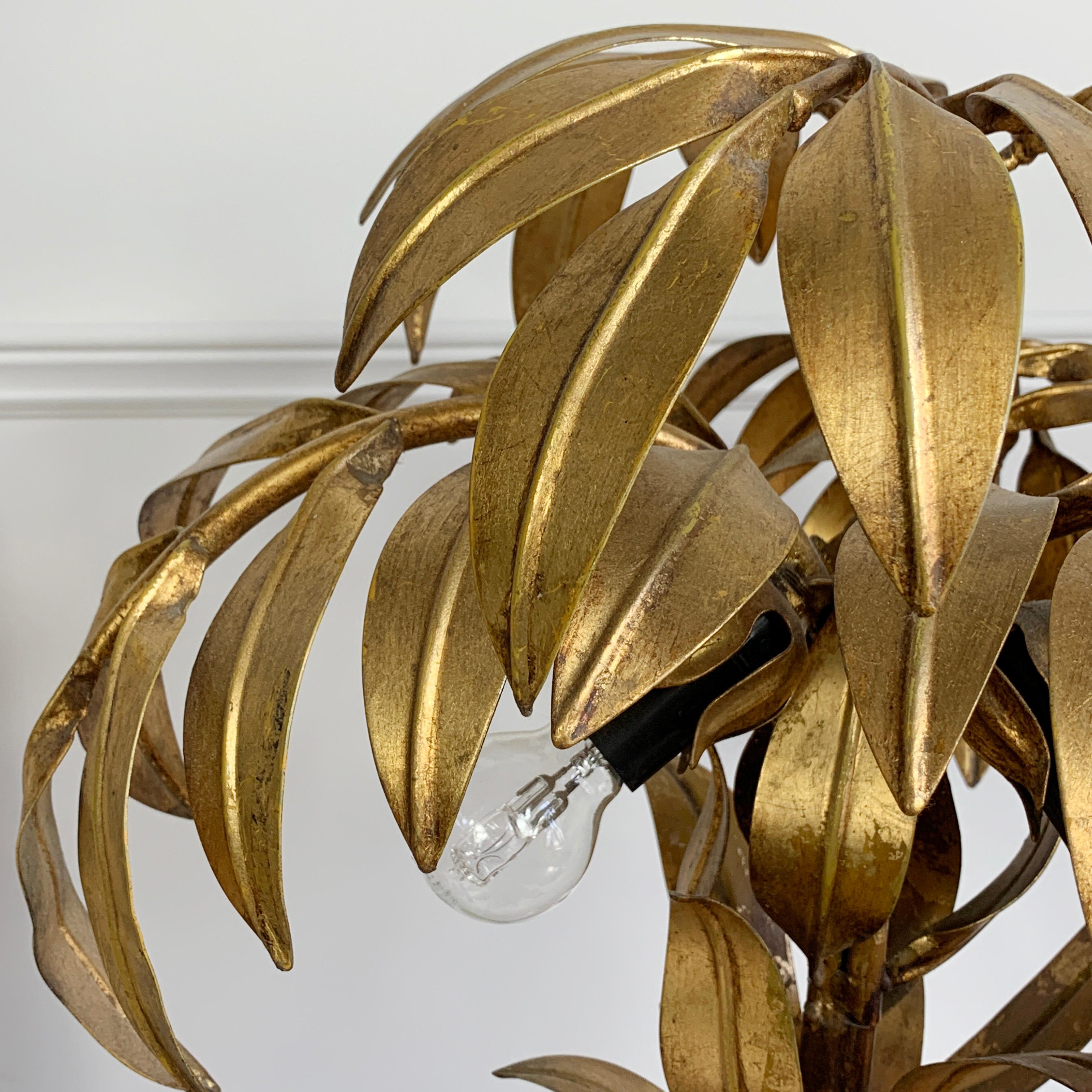 Hand-Crafted Hans Kogl Gold Palm Tree Table Lamp, 1970s For Sale