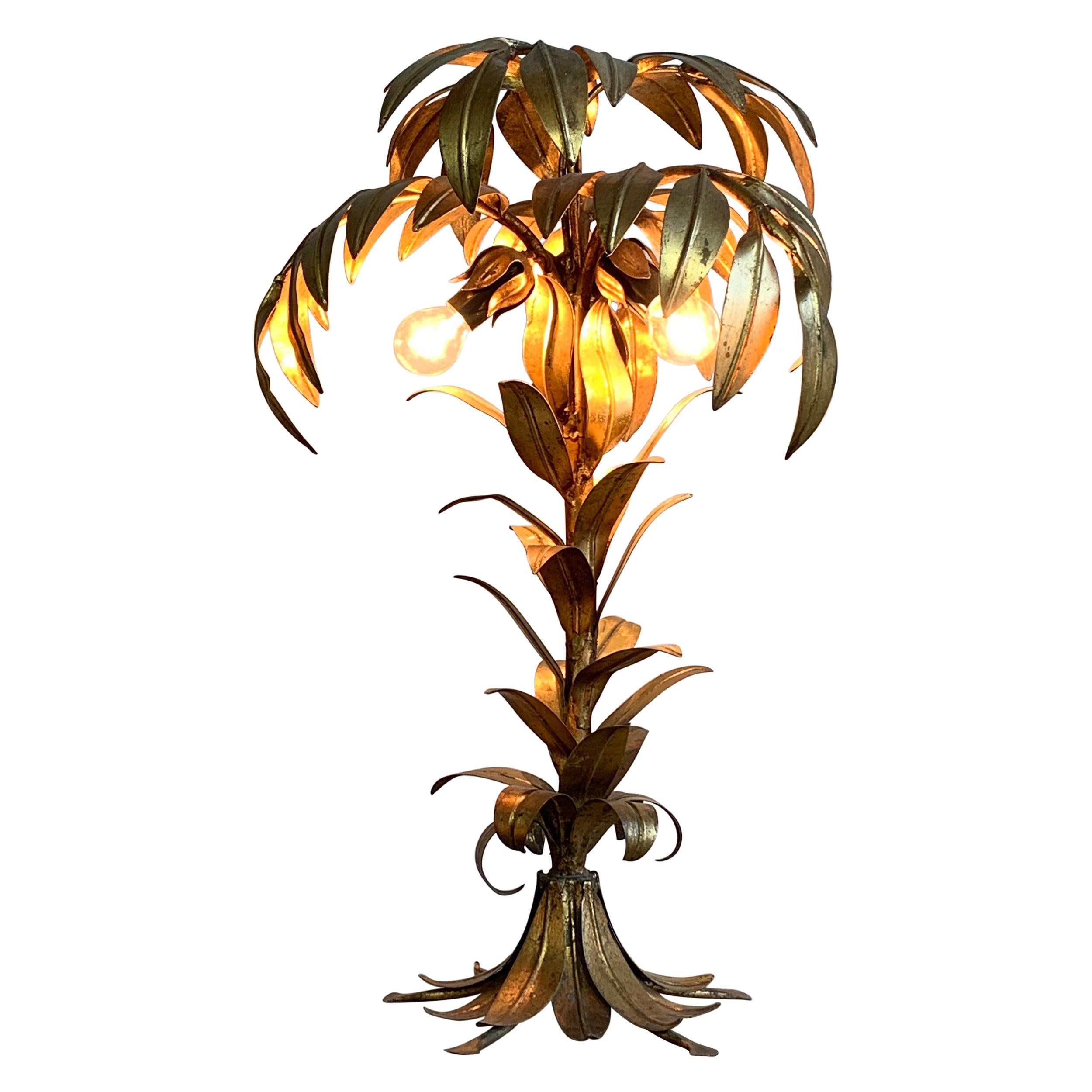 Hans Kogl Gilt Palm Tree Table Lamp, 1970s
