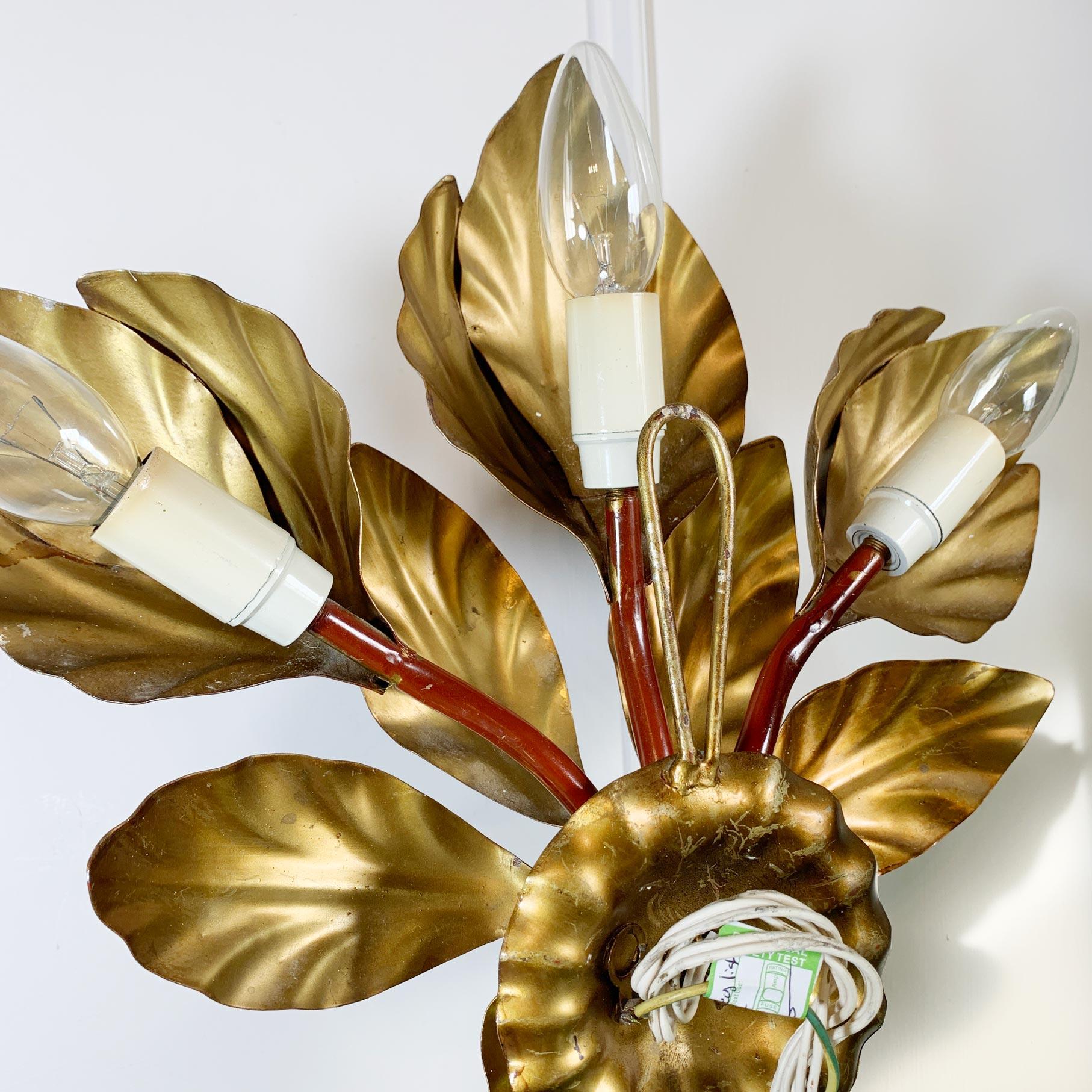 Hans Kogl Gold and Silver Leaf Wall Light For Sale 5