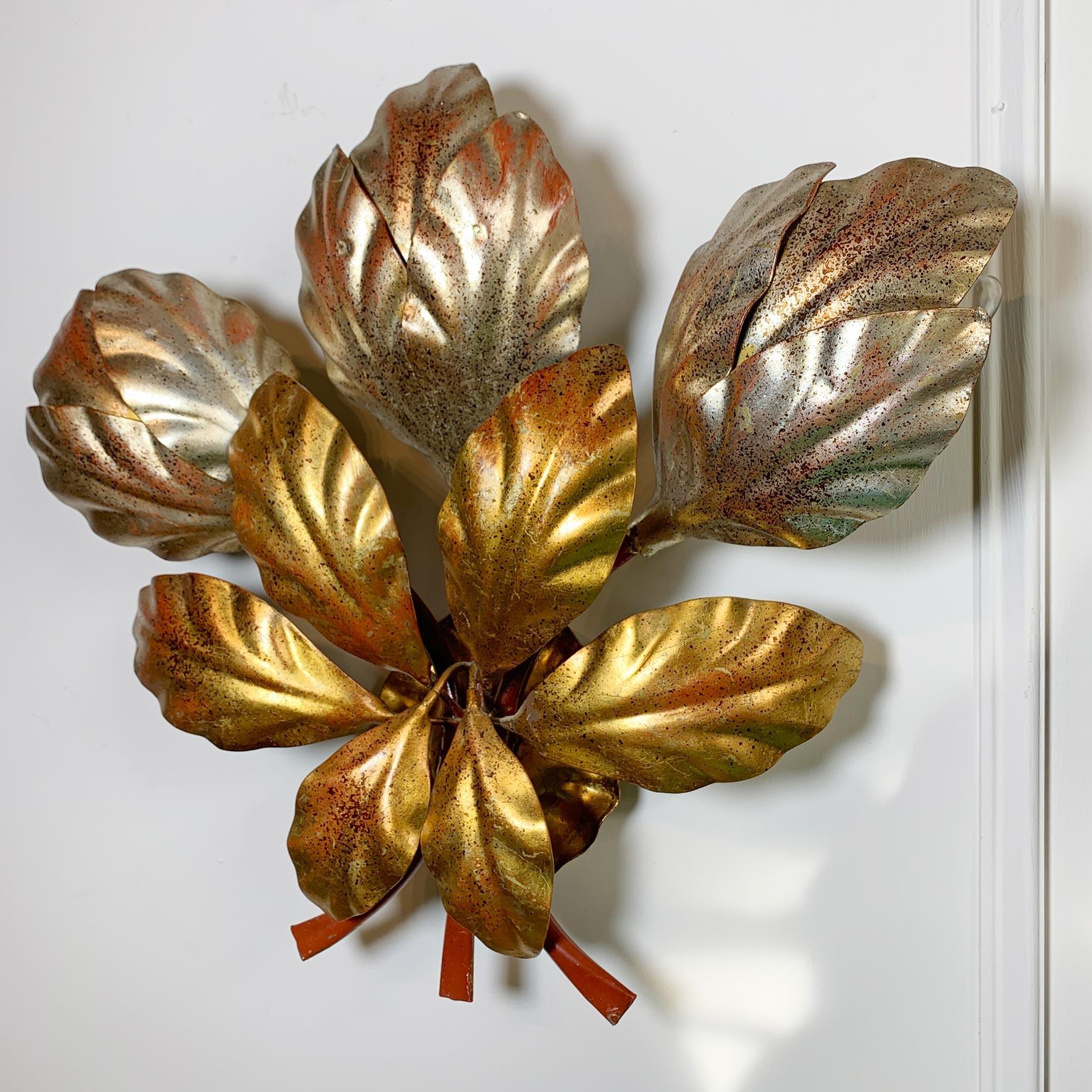 Hans Kogl Gold and Silver Leaf Wall Light For Sale 1