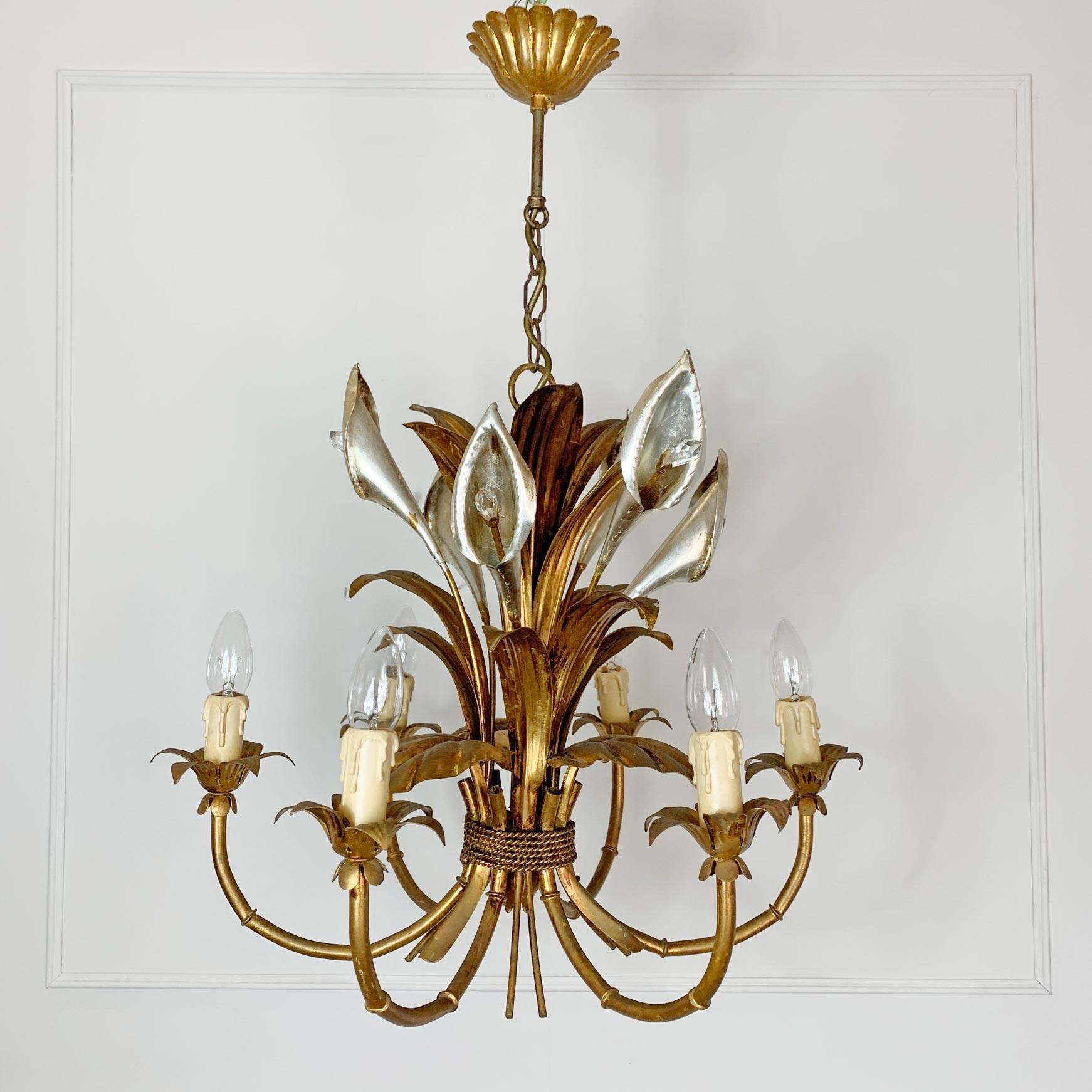 Hans Kögl Araña de lirios cala de oro y plata Años 70 Metal en venta