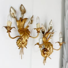 Hans Kögl Gold and Silver Calla Lily Wall Lights 1970’s
