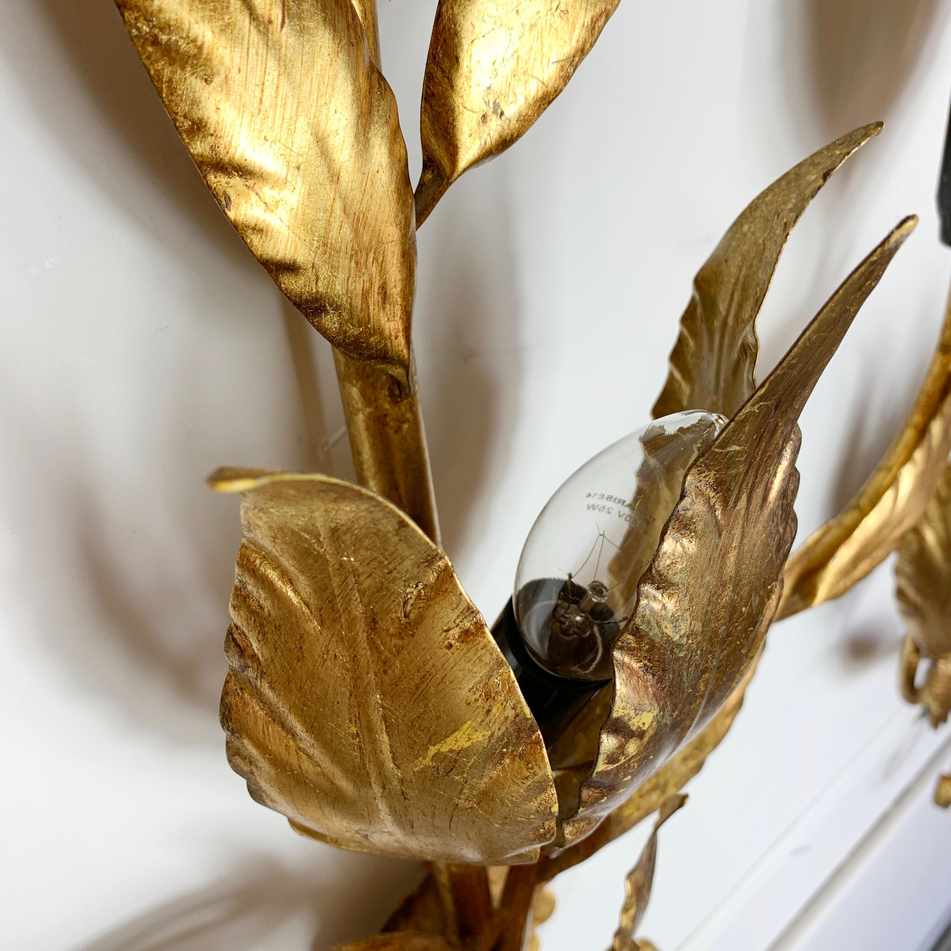 Hans Kogl Gold Leaf Wall Sconces 1970's en venta 2