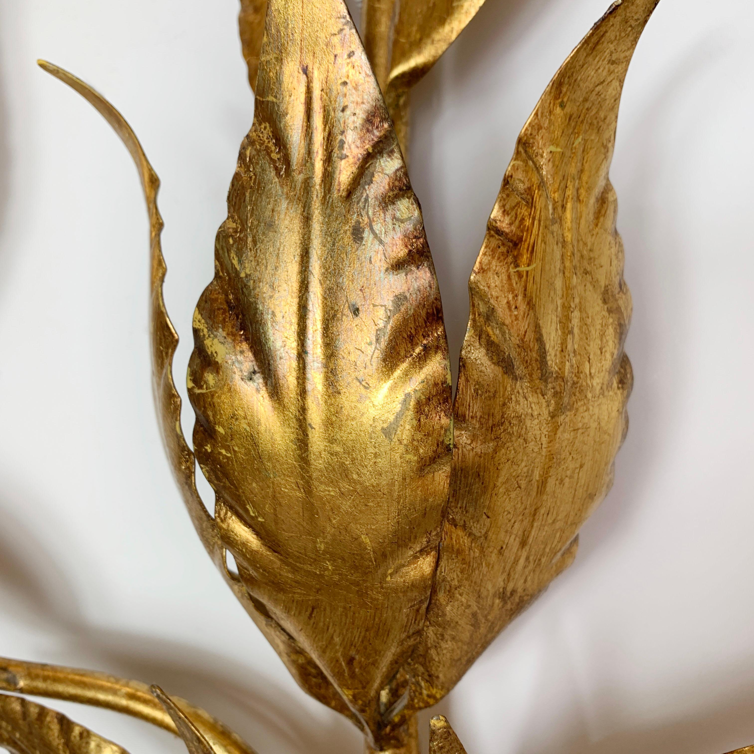 Hans Kogl Gold Leaf Wall Sconces 1970's Dorado en venta