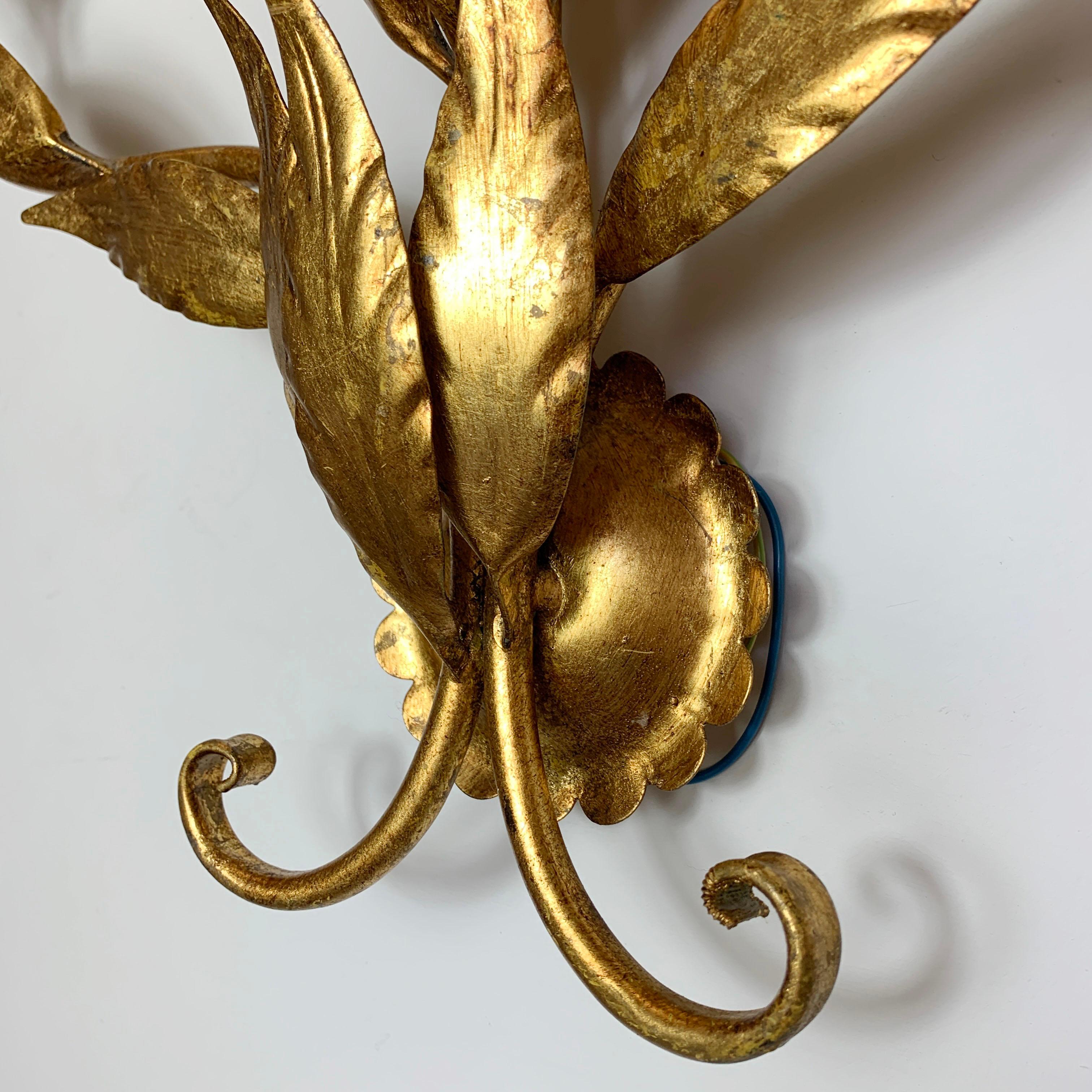 Hans Kogl Gold Leaf Wall Sconces 1970's en venta 1