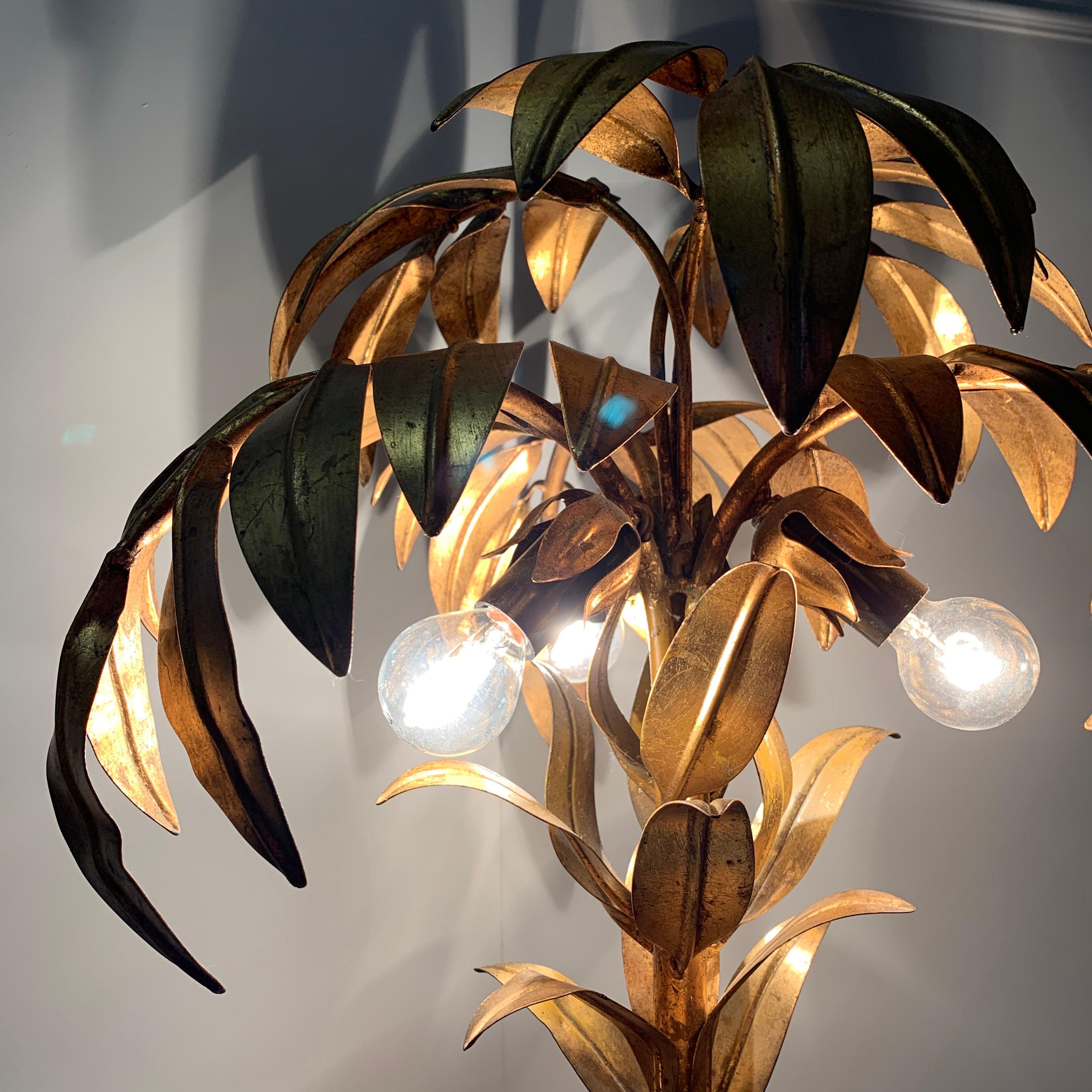 Metal Hans Kogl Gold Palm Tree Table Lamp 1970's For Sale