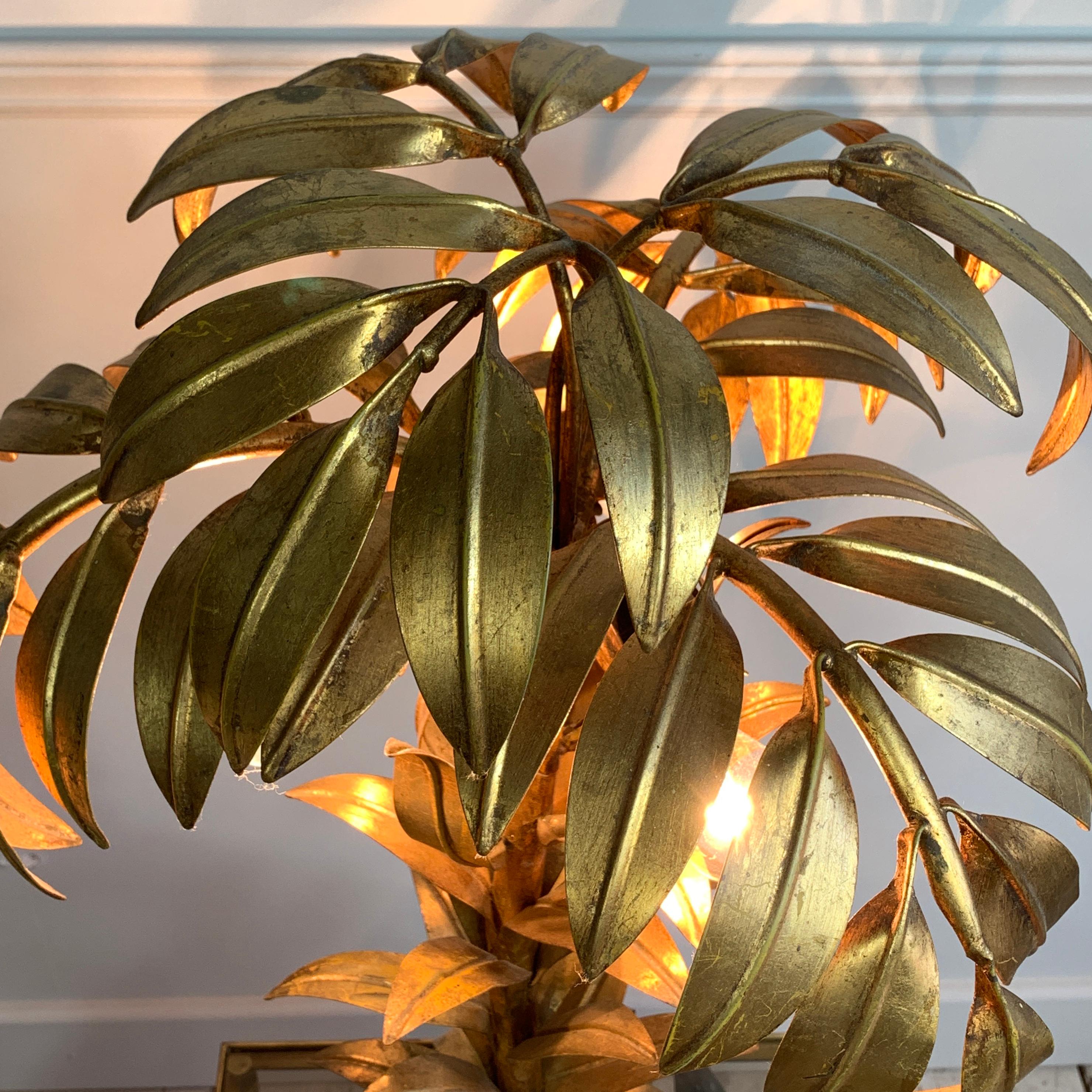 Hans Kogl Gold Palm Tree Table Lamp 1970's For Sale 8