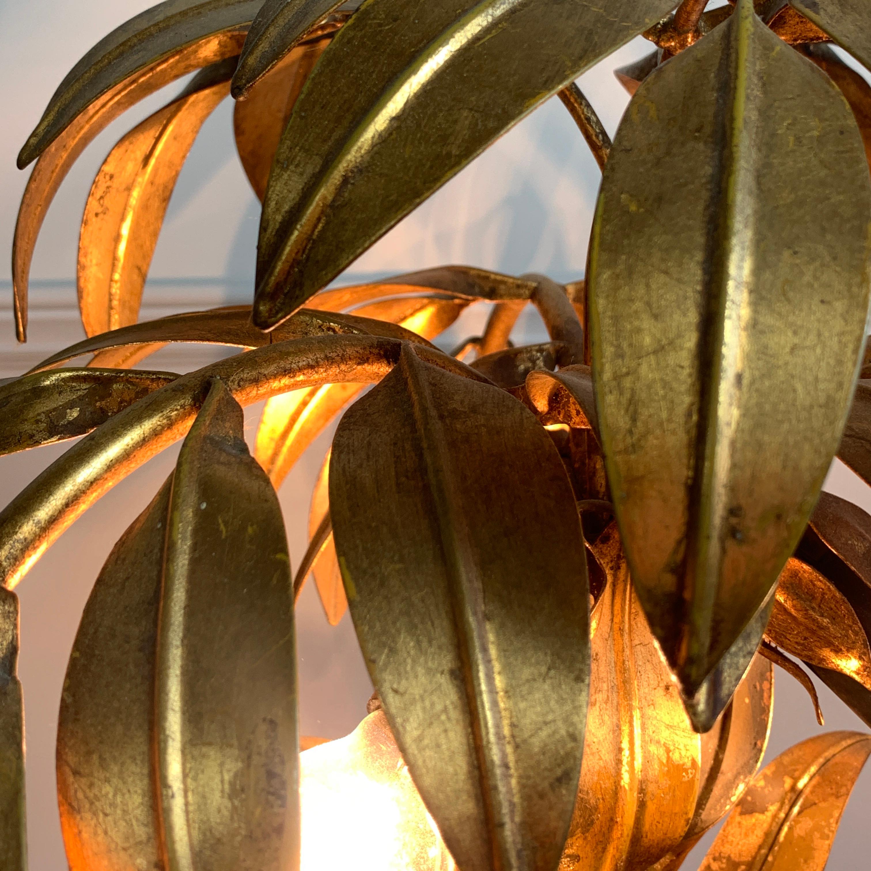 Mid-Century Modern Hans Kogl Gold Palm Tree Table Lamp 1970's For Sale