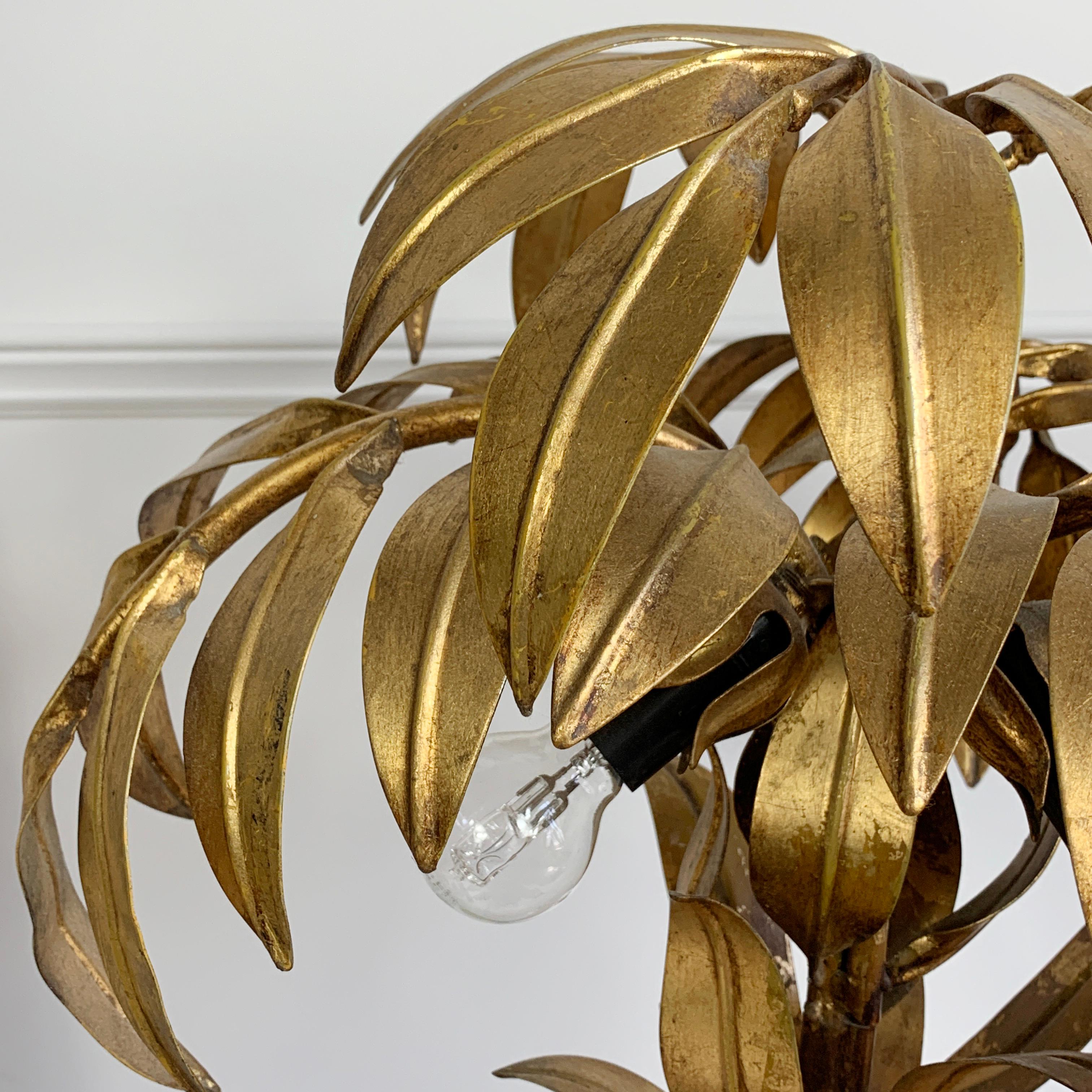 Hand-Crafted Hans Kogl Gold Palm Tree Table Lamp 1970's For Sale