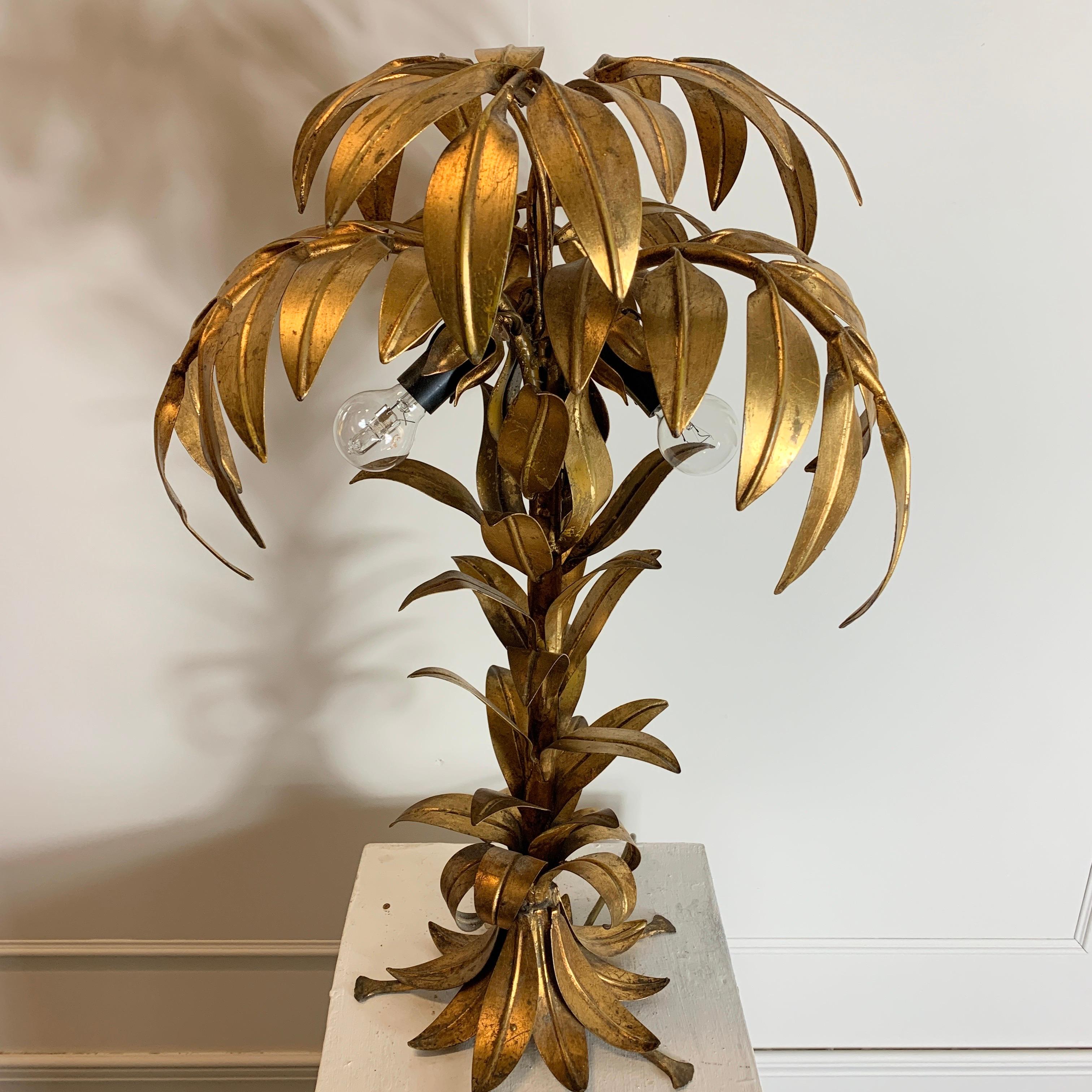 Hans Kogl Gold Palm Tree Table Lamp 1970's For Sale 2
