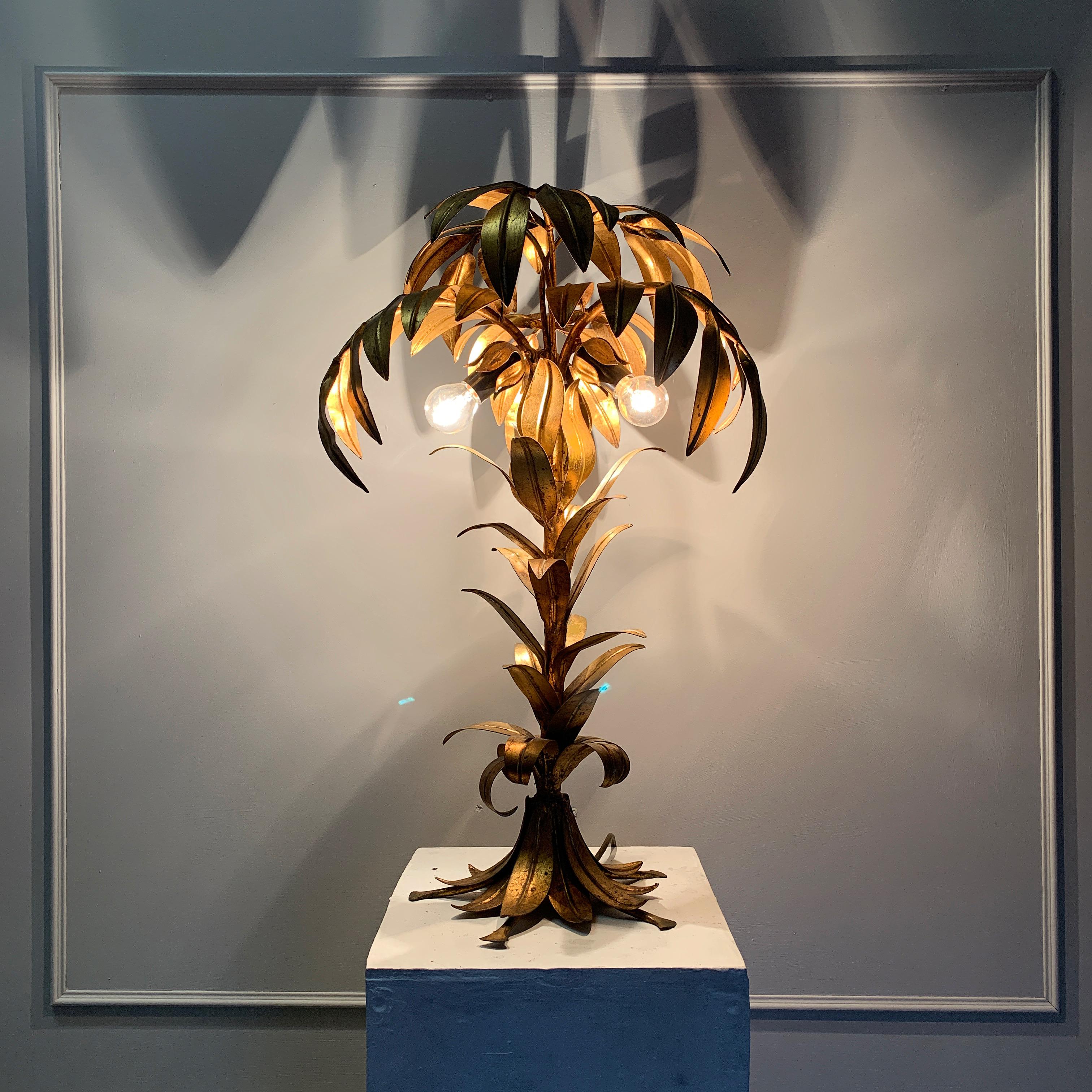 Hans Kogl Gold Palm Tree Table Lamp 1970's For Sale 4