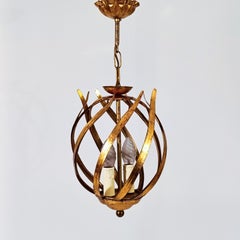Hans Kögl. Hollywood Regency gilt leaves pendant lamp, Germany, 1960s