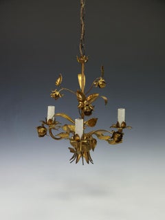 Hans Kögl Hollywood Regency Gilt Rose & Wheat Chandelier