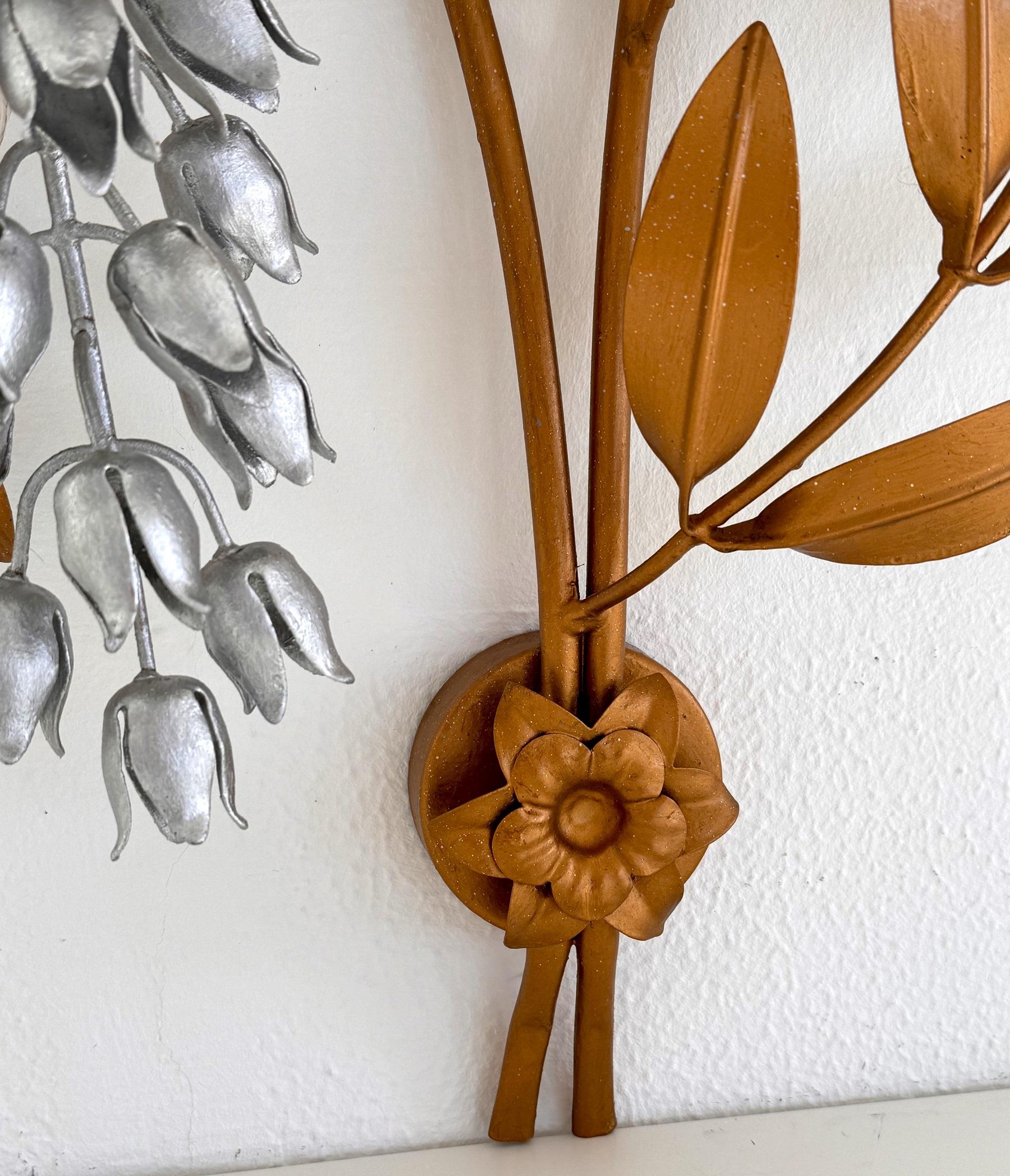 Hans Kögl Large Mid-century Wisteria Gilt 'Golden Rain' Metal Wall Sconce For Sale 3
