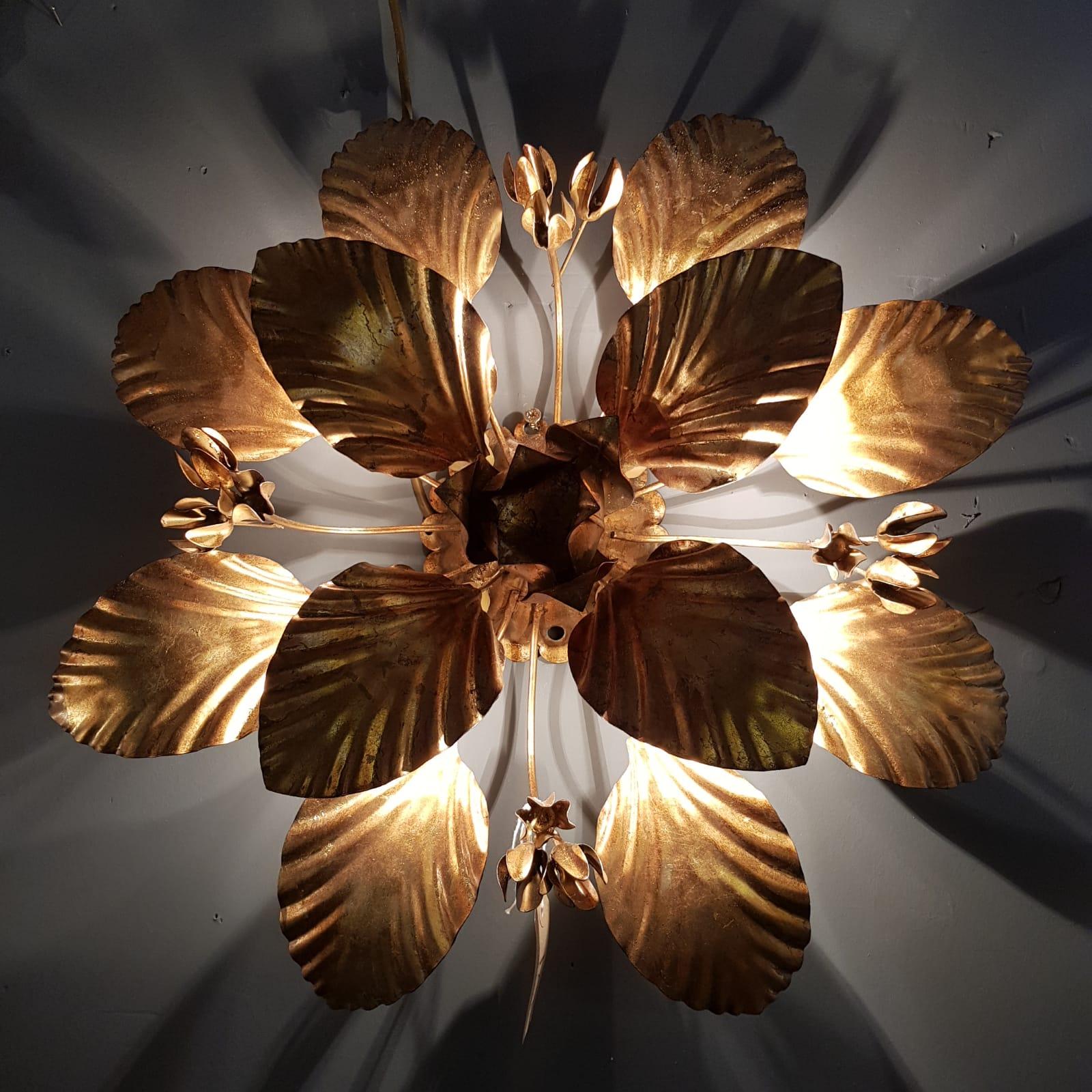 Hans Kogl Leaf and Flower Ceiling Light, 1970s 2