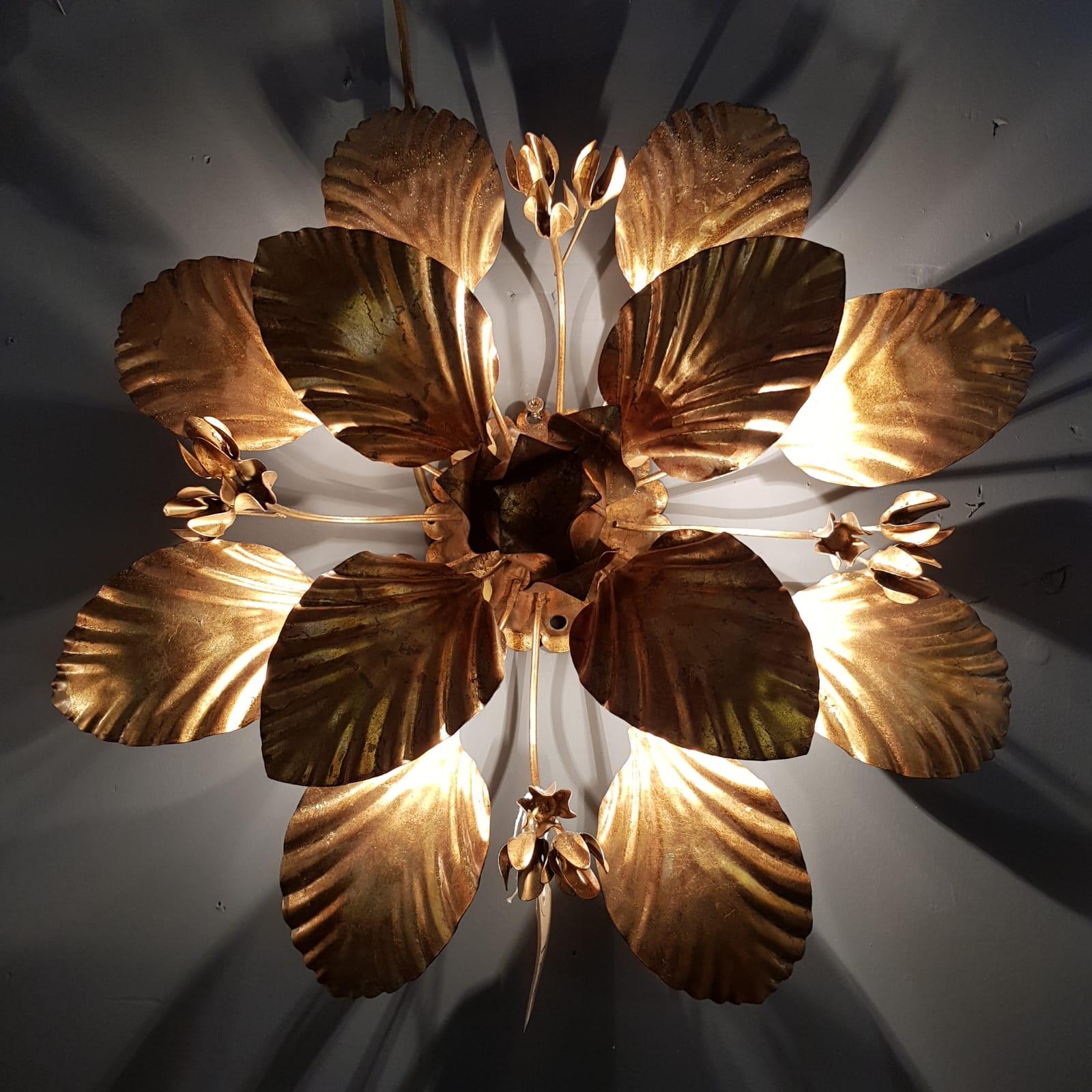 Hans Kogl Leaf and Flower Ceiling Light, 1970s 3