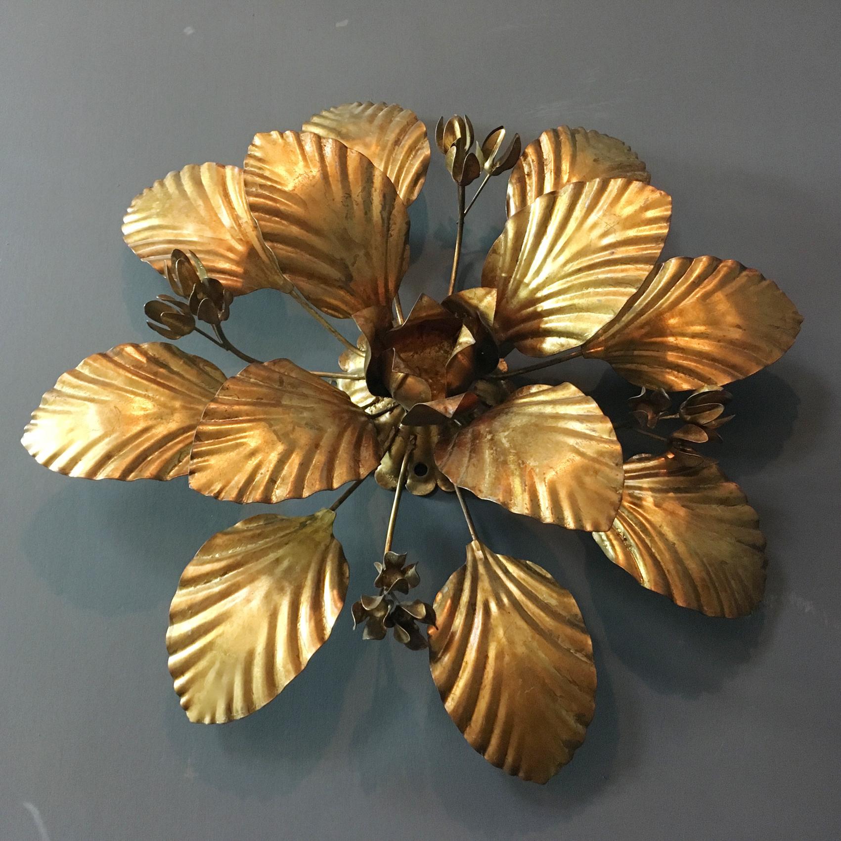 Hans Kogl Leaf and Flower Ceiling Light, 1970s In Good Condition In Hastings, GB