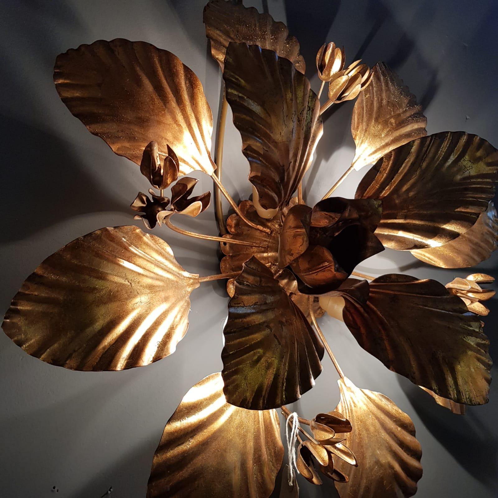 Hans Kogl Leaf and Flower Ceiling Light, 1970s 1