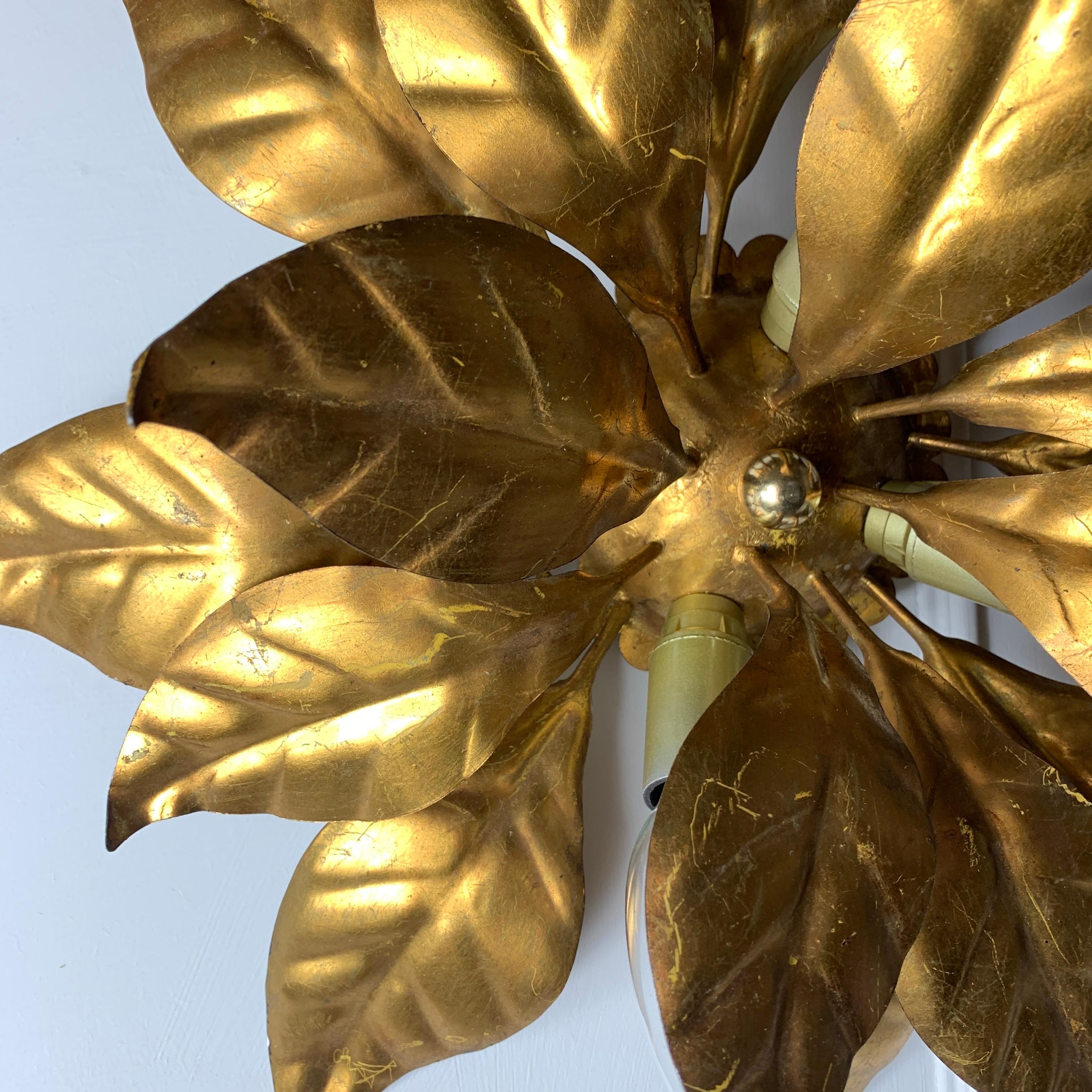 Late 20th Century Hans Kogl Leaf Flush Ceiling Light 1970's